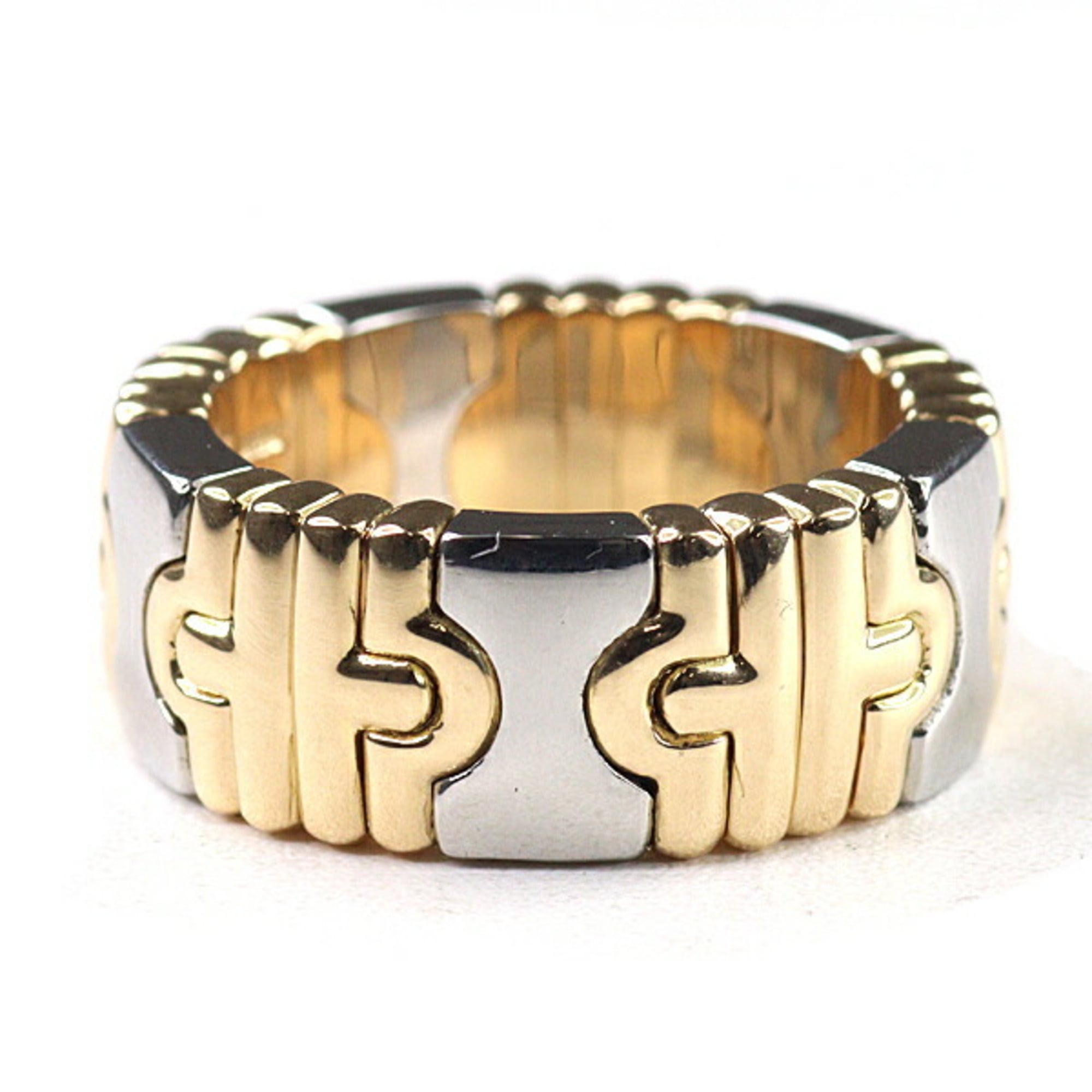 Bvlgari Bulgari Parentesi Ring, Combination 750/SS (18K Yellow Gold) and Stainless Steel, Polished.