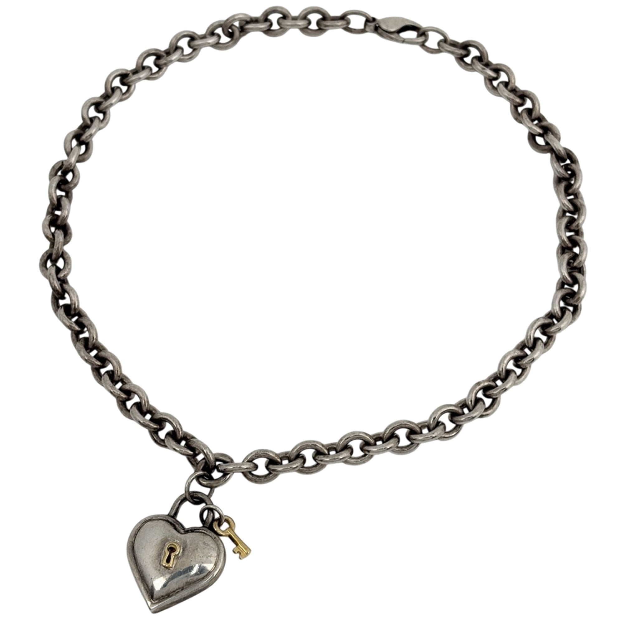 Tiffany & Co. Heart Lock Chain Necklace Key Sterling Silver 925 750 Women\'s