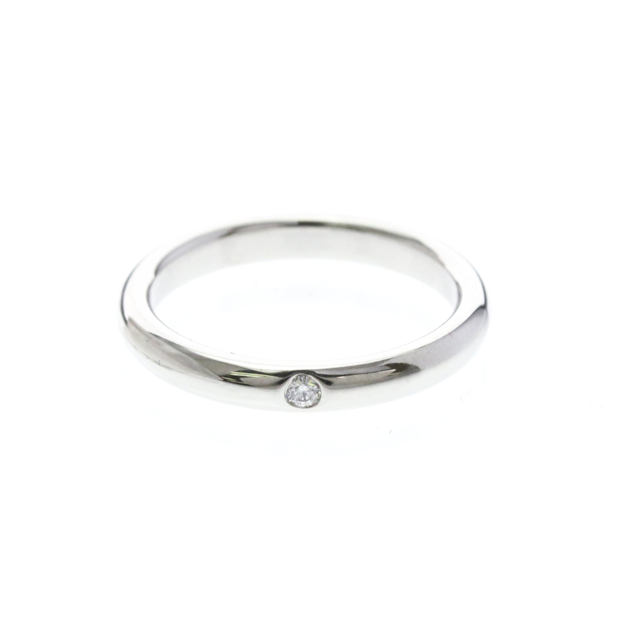 Tiffany Stacking Band Ring 1P Diamond Platinum Fashion Diamond Band Ring Silver