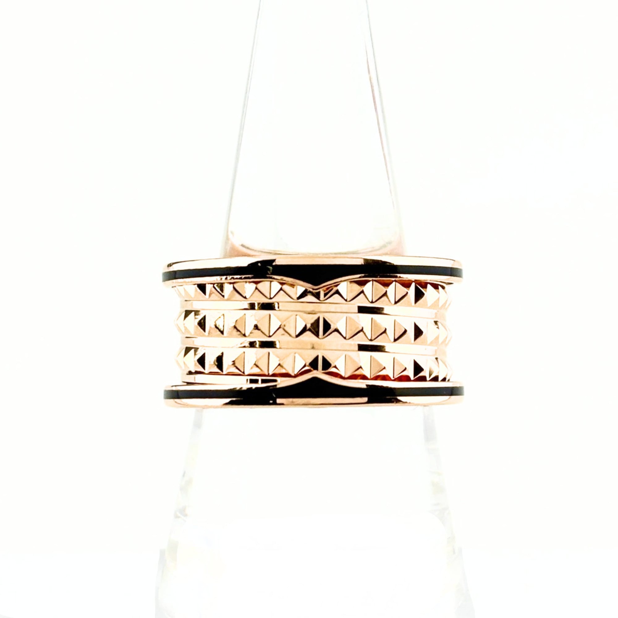 Bvlgari Bulgari B.zero1 Rock 4-Band Ring, Pink Gold (PG), Black Ceramic, Size 2750, Women\'s.