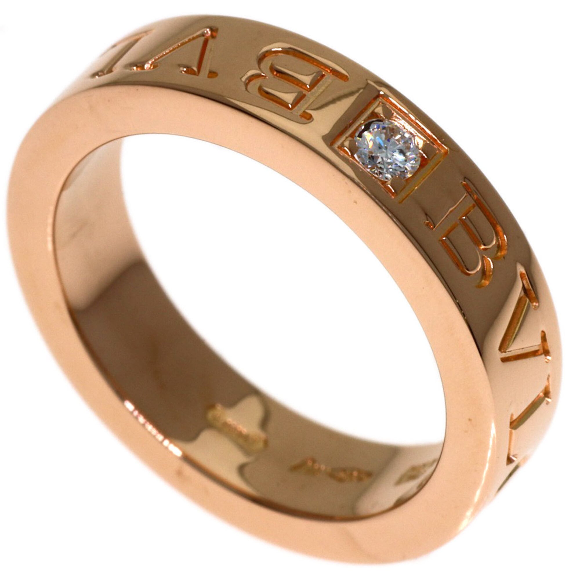 BVLGARI Double Logo 1P Diamond Ring - 18K Pink Gold Women\'s
