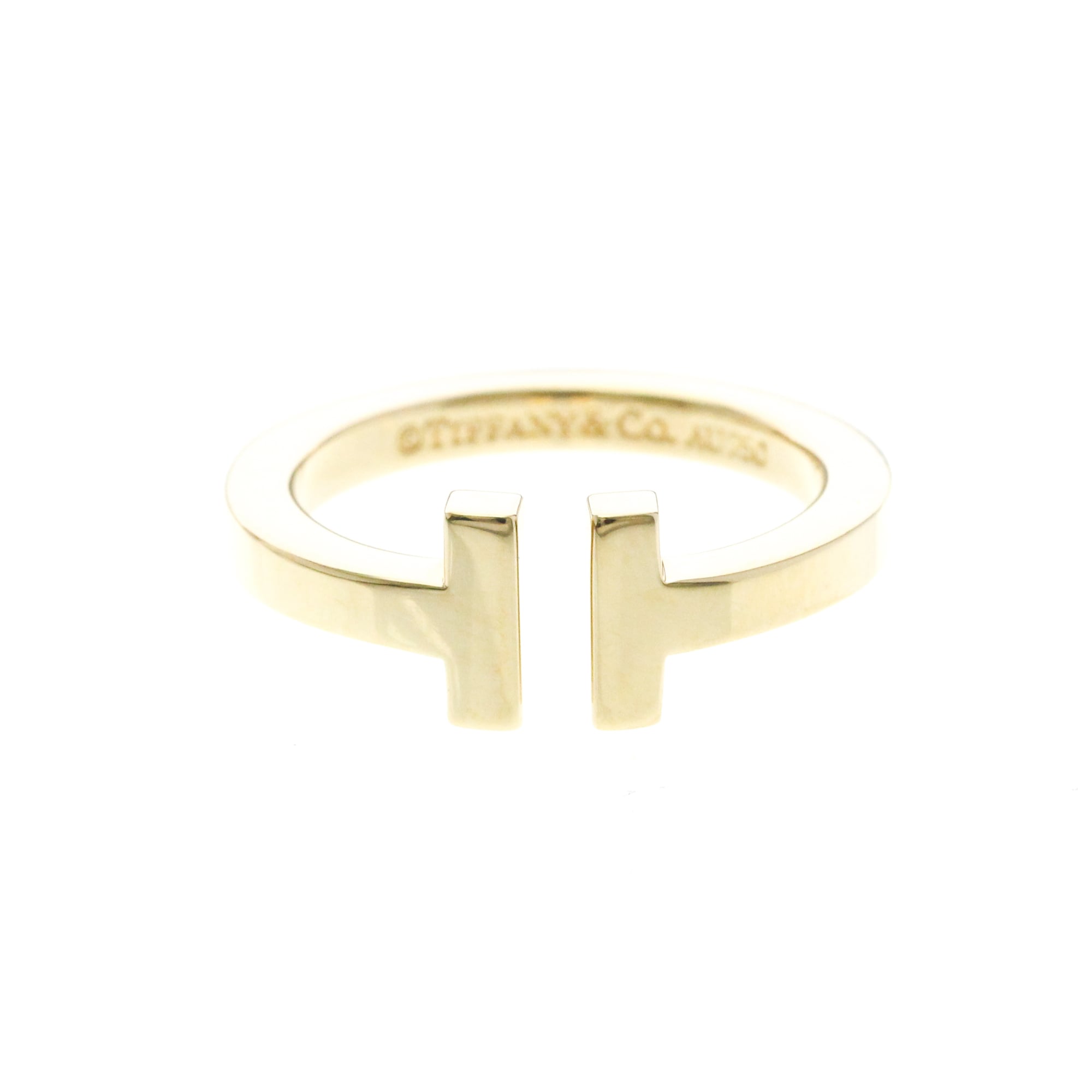 Tiffany T-Square Ring Yellow Gold (18K) Fashion No Stone Band Ring Gold