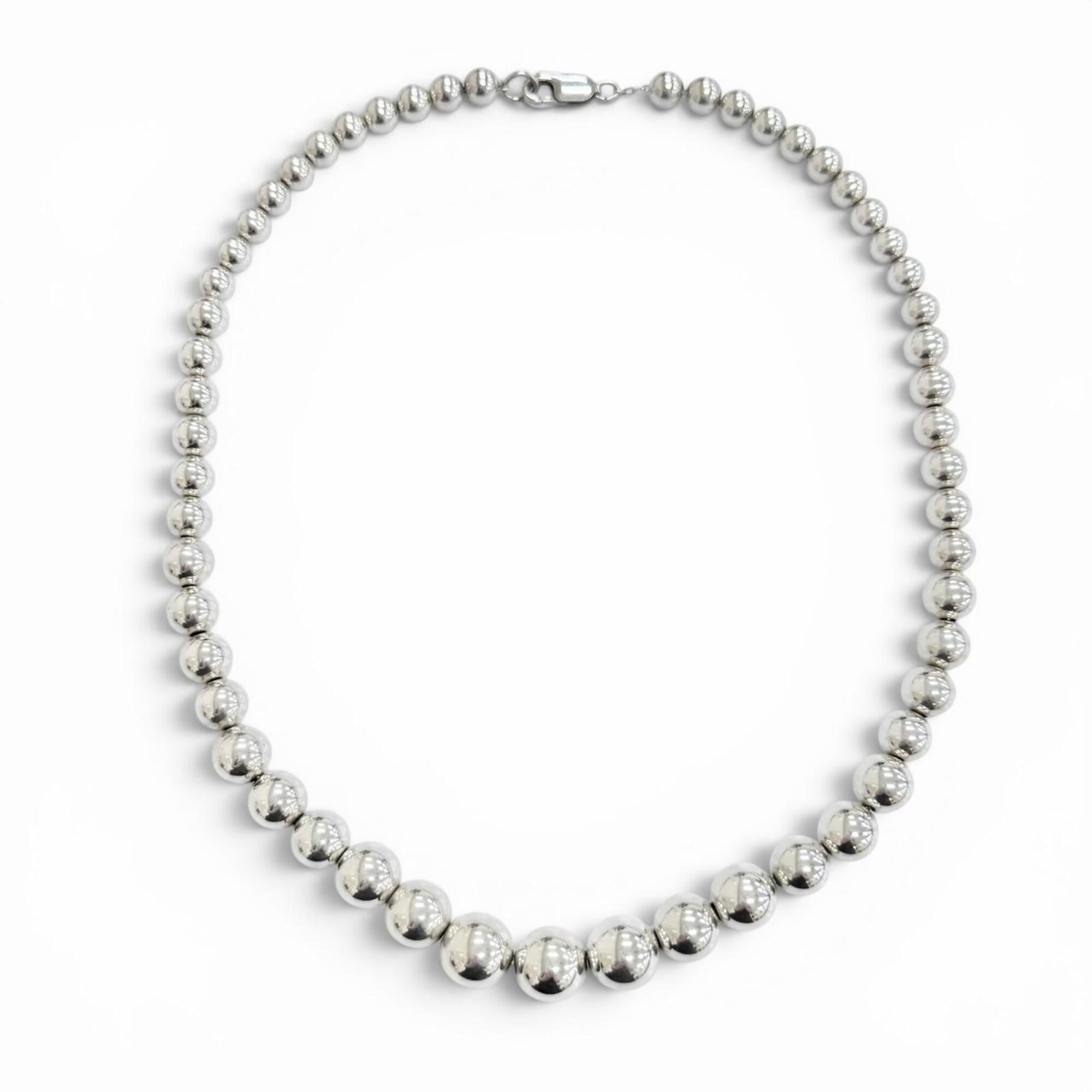 TIFFANY&Co. Tiffany HardWear Graduated Ball Necklace, 925 Sterling Silver, Weight 27g, Recommended f