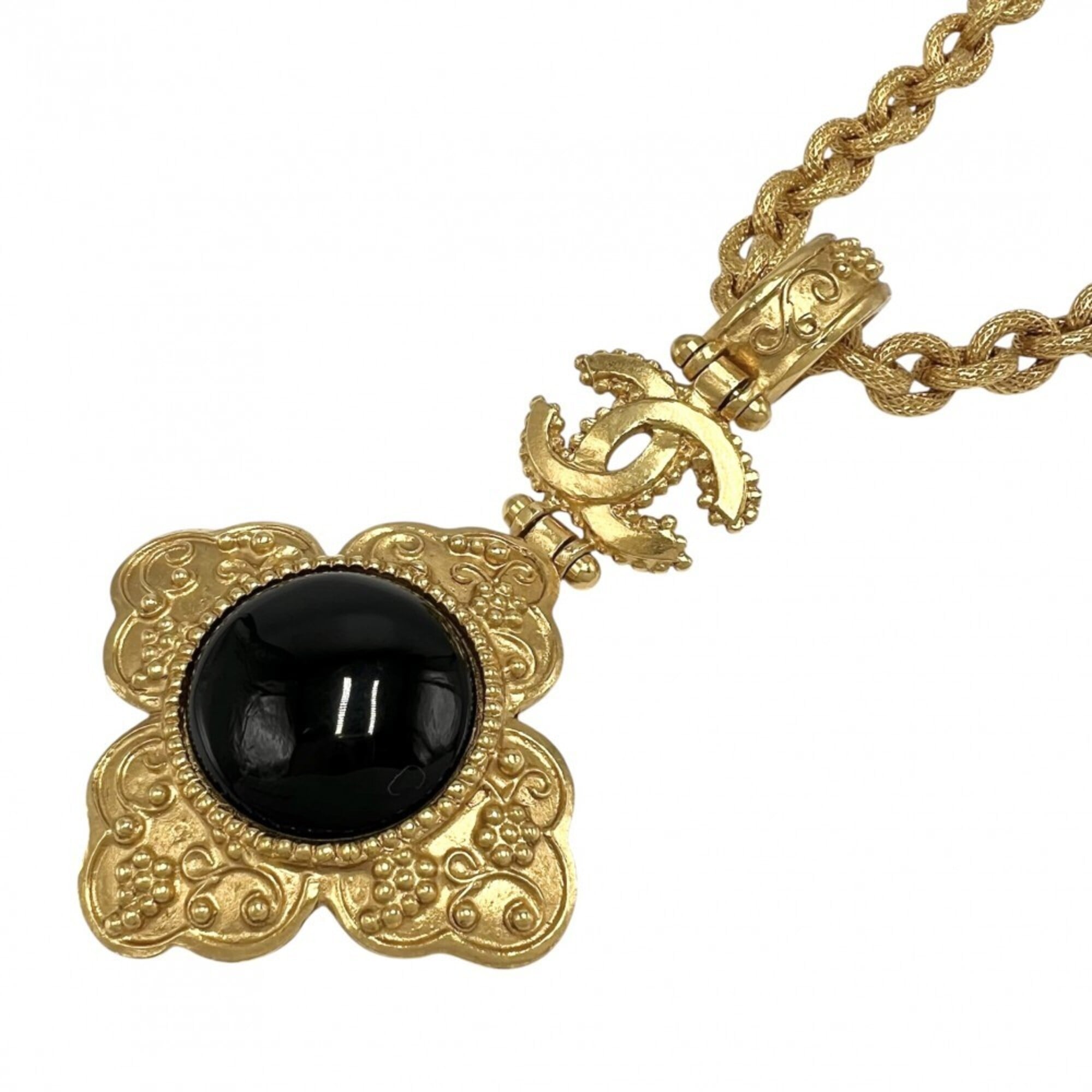 Chanel Necklace, Women\'s Pendant, Gripoix Long Vintage, Coco Mark, Accessory, CHANEL GP, Colored St