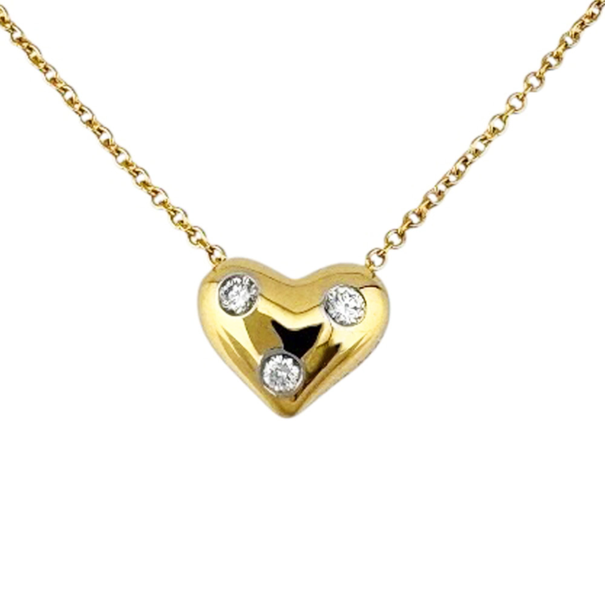 Tiffany & Co. Dots Pinched Heart Necklace, 18K Yellow Gold, Diamond, Women\'s.