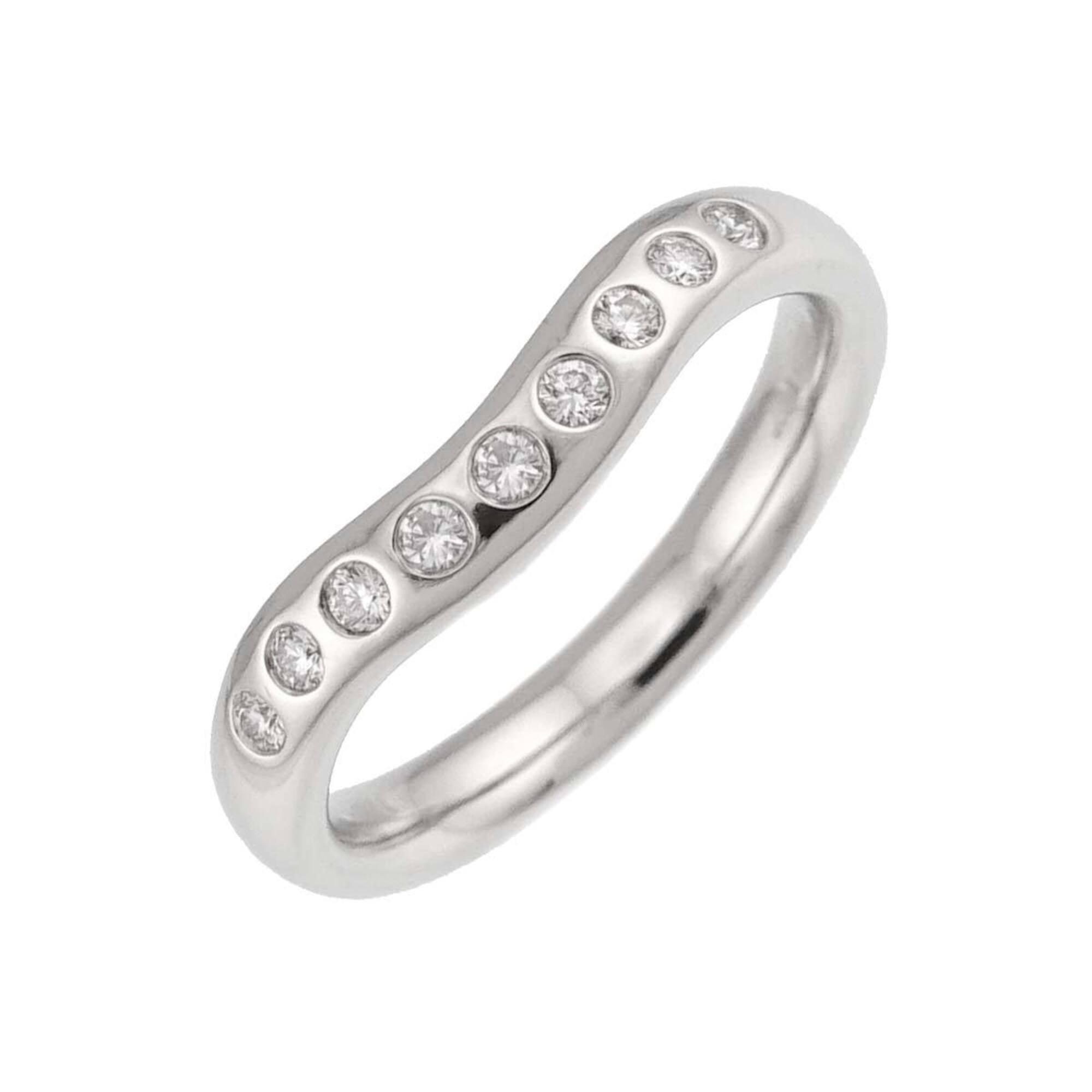 Tiffany & Co. Wide Curved Band Ring with Diamonds, Platinum (Pt)