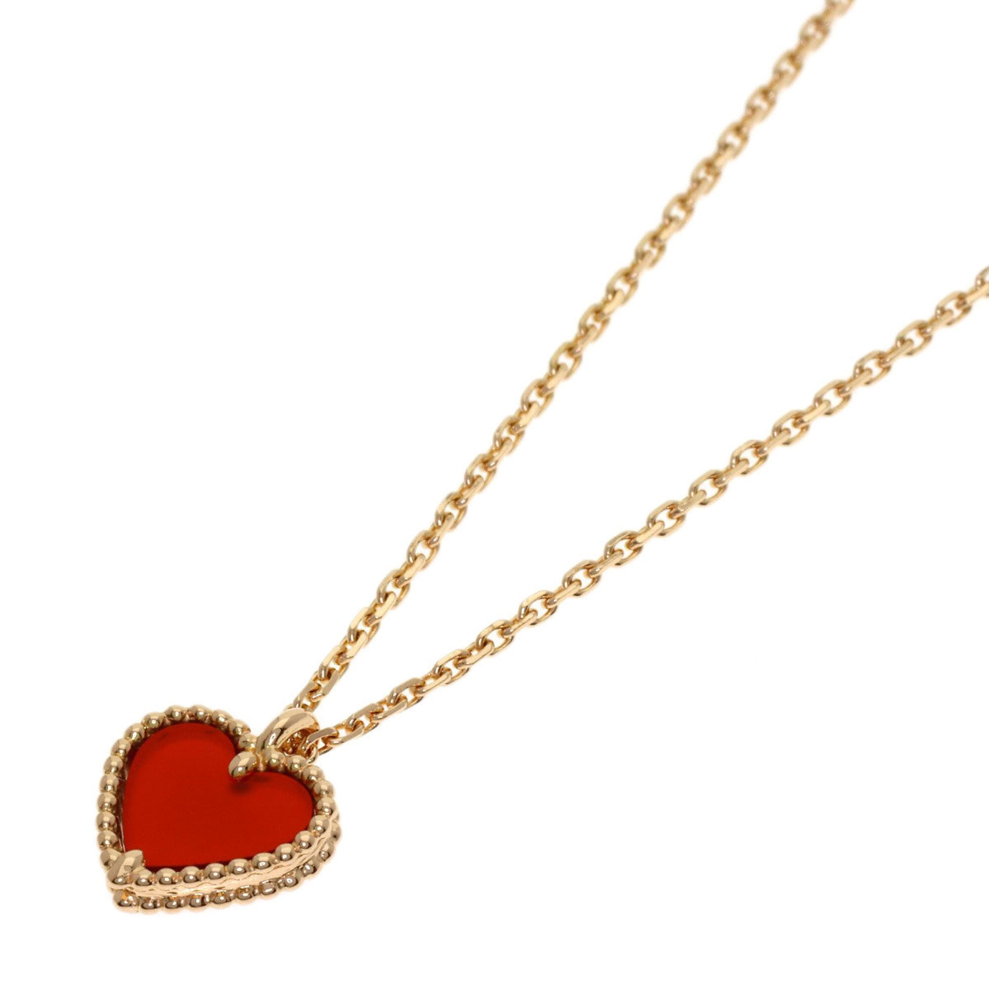 Van Cleef & Arpels Sweet Heart Carnelian Necklace, 18K Pink Gold, Women\'s