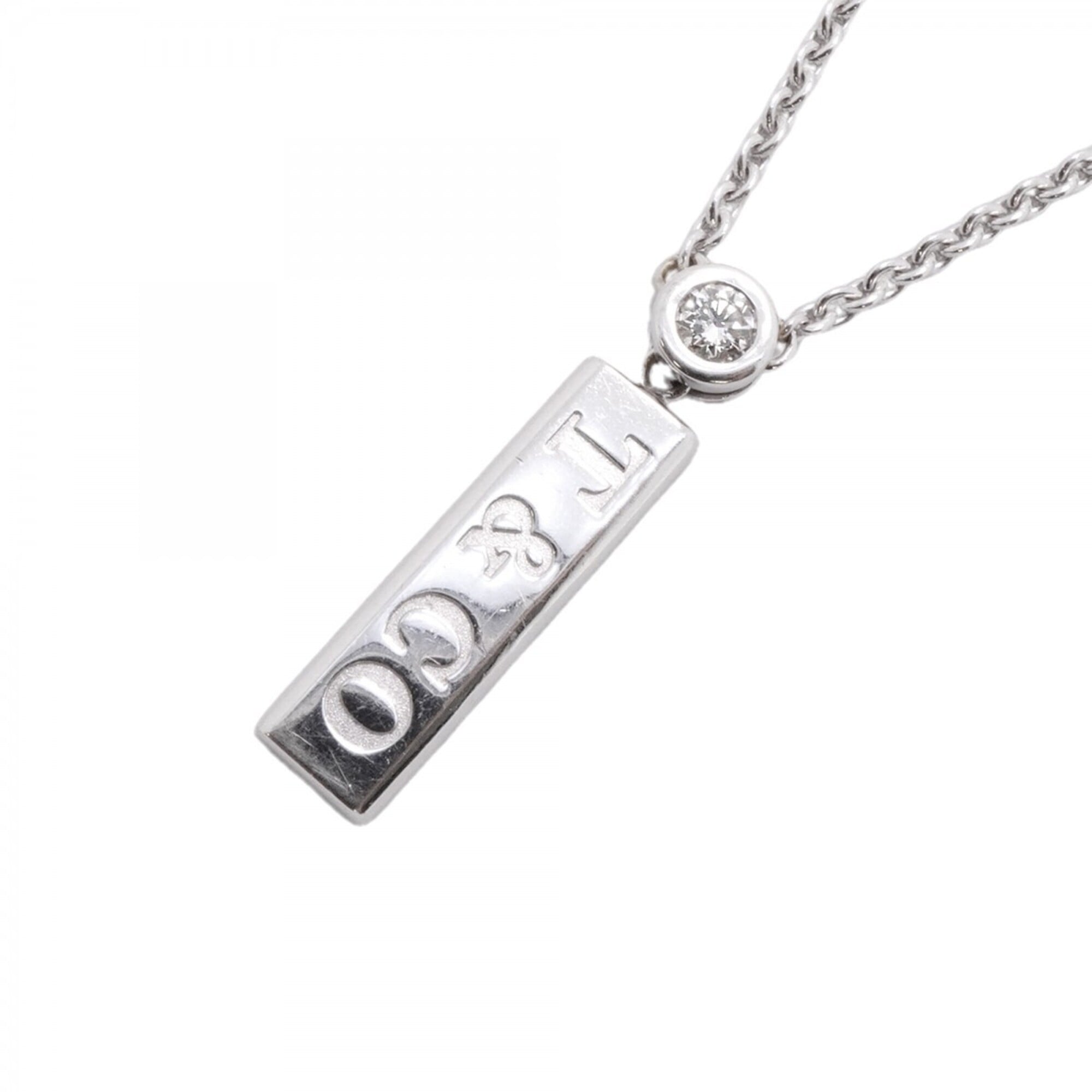 Tiffany & Co. 1837 Bar Drop Necklace, 1PD (18K White Gold), Diamond, Women\'s
