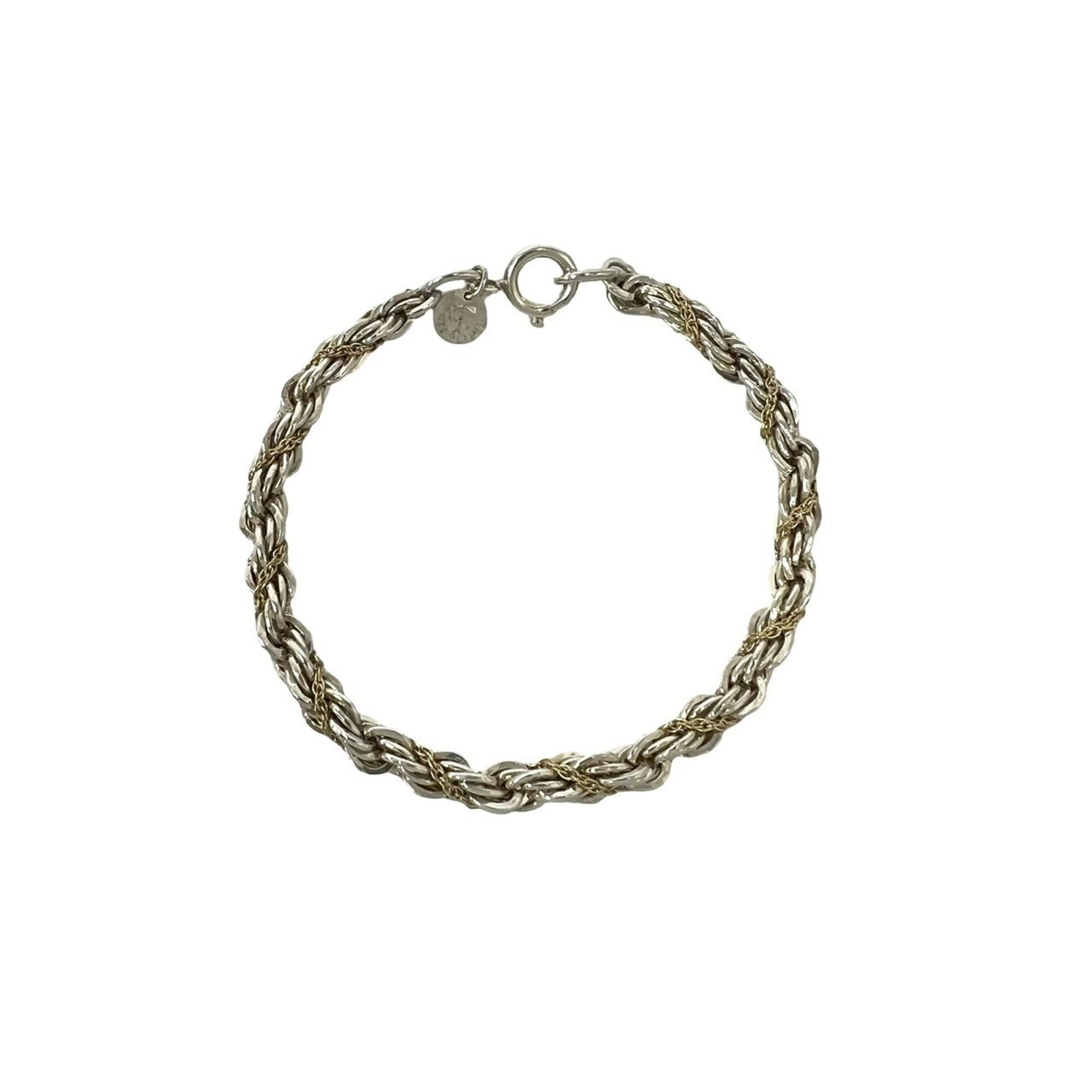 TIFFANY&Co. Tiffany Vintage Twist Rope Bracelet, Sterling Silver 925, 18K Yellow Gold, Silver, 236-4