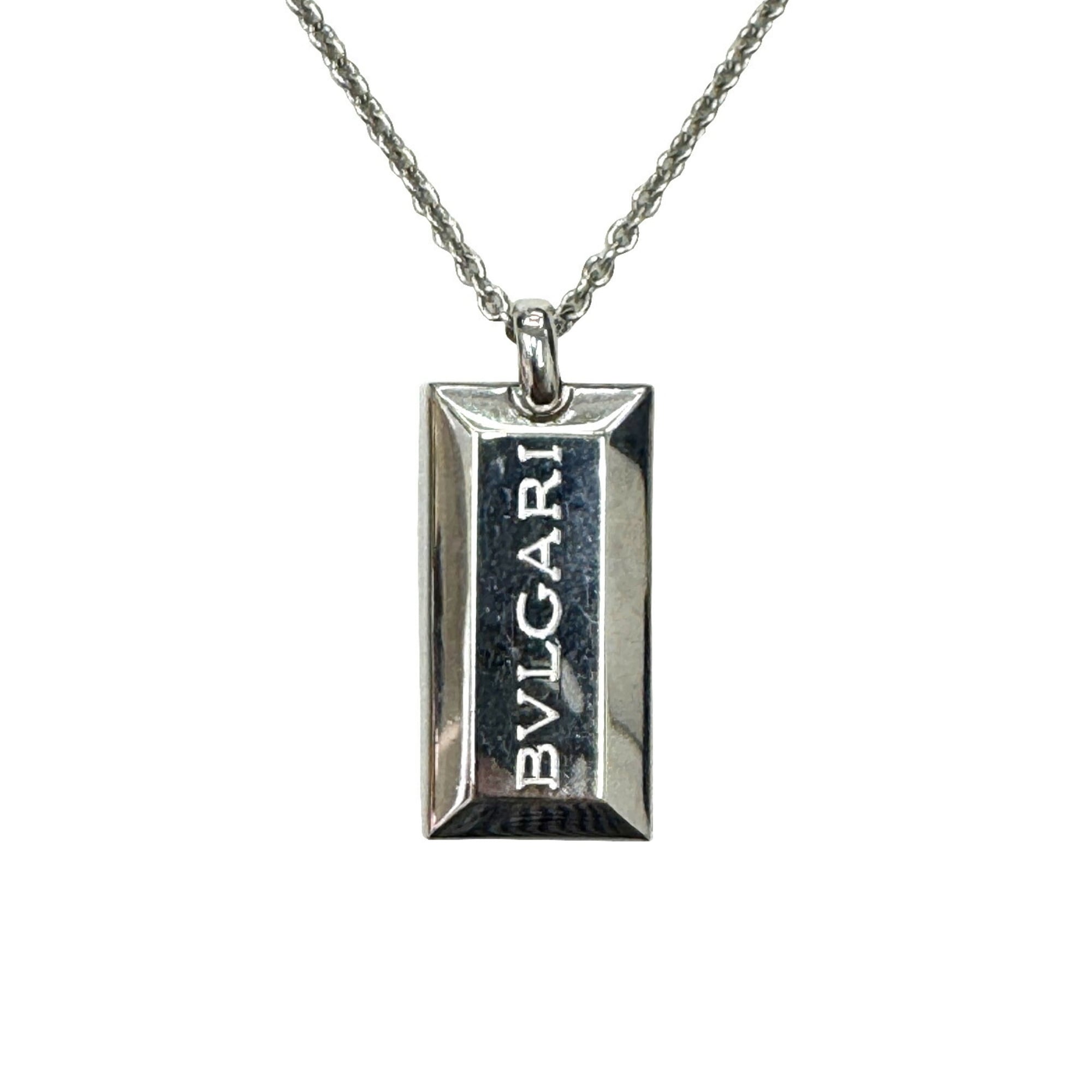 BVLGARI Bulgari Ingot Necklace 750 18KWG 19g for Men and Women