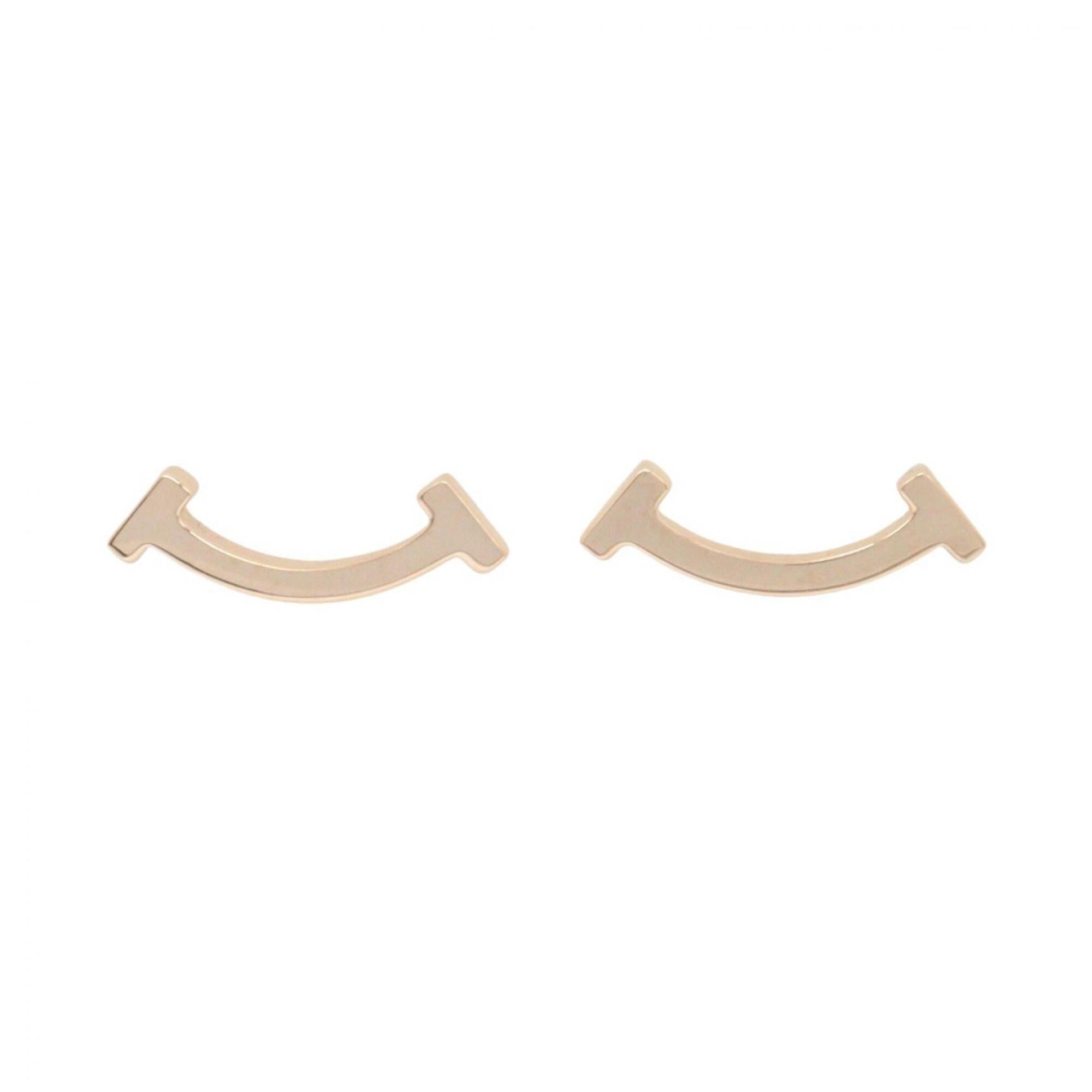 Tiffany & Co. T Smile Mini Earrings, 18K Pink Gold (PG), Women\'s Gold-Tone Earrings