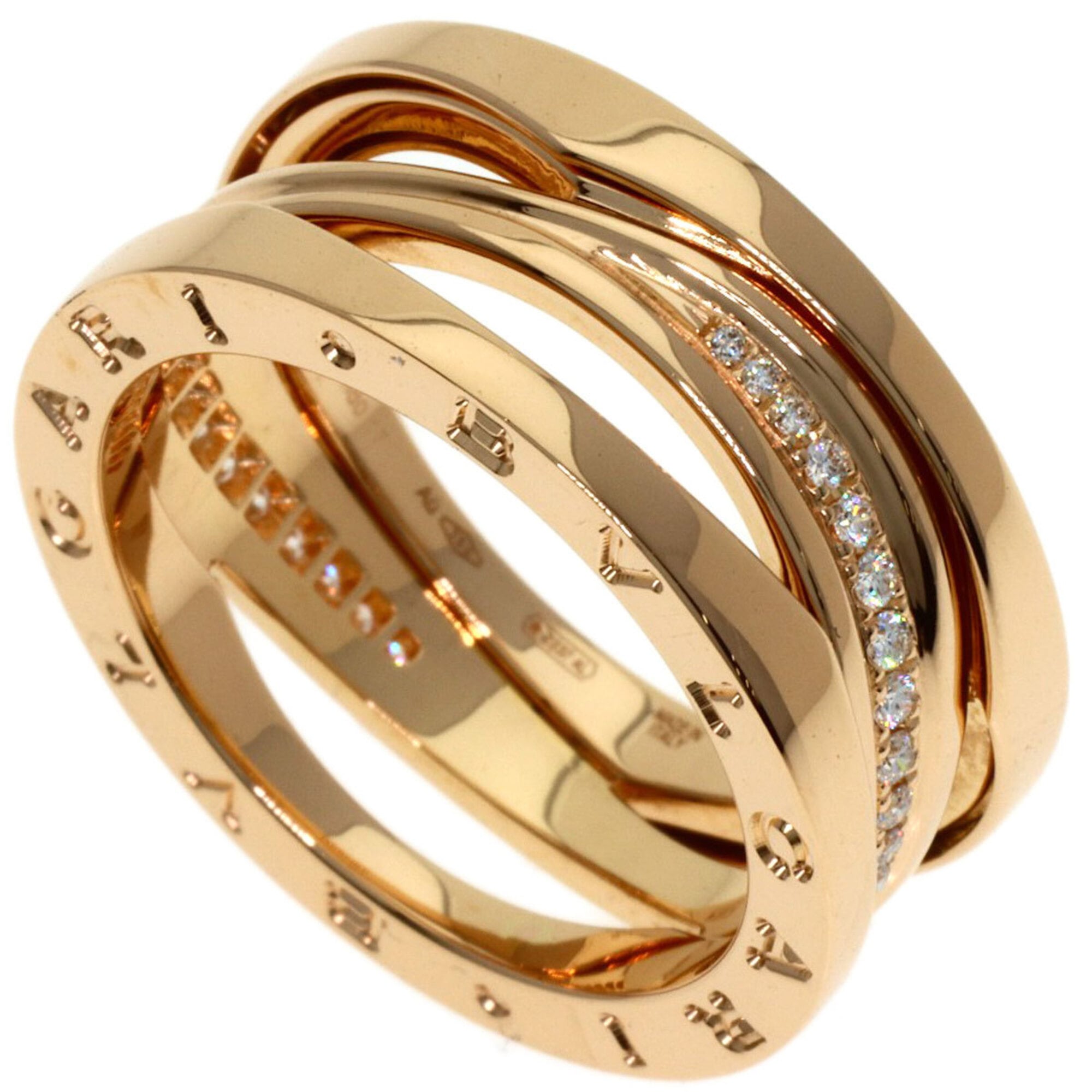 BVLGARI B-zero Legend Diamond Ring #58, 18K Pink Gold, Women\'s.