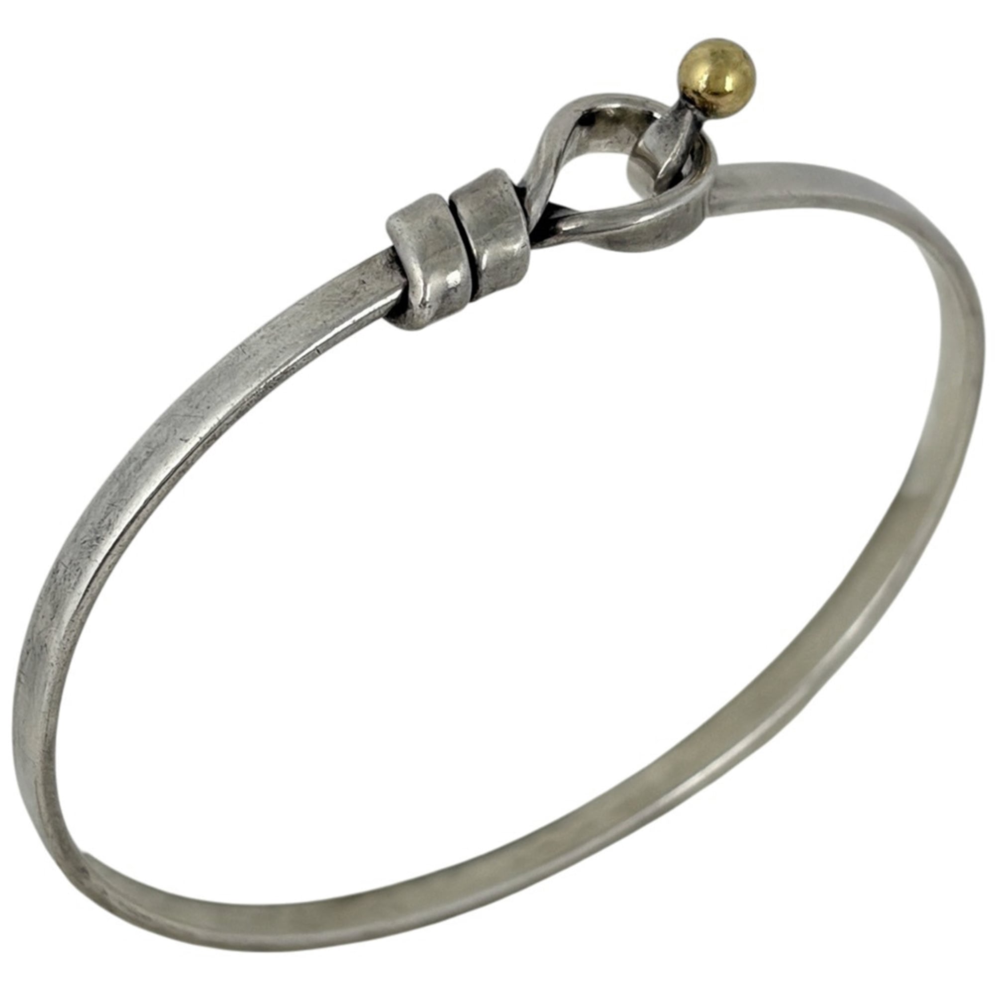 Tiffany & Co. Hook Eye Bangle Bracelet, Love Knot, Sterling Silver 925/750, Silver, Women\'s
