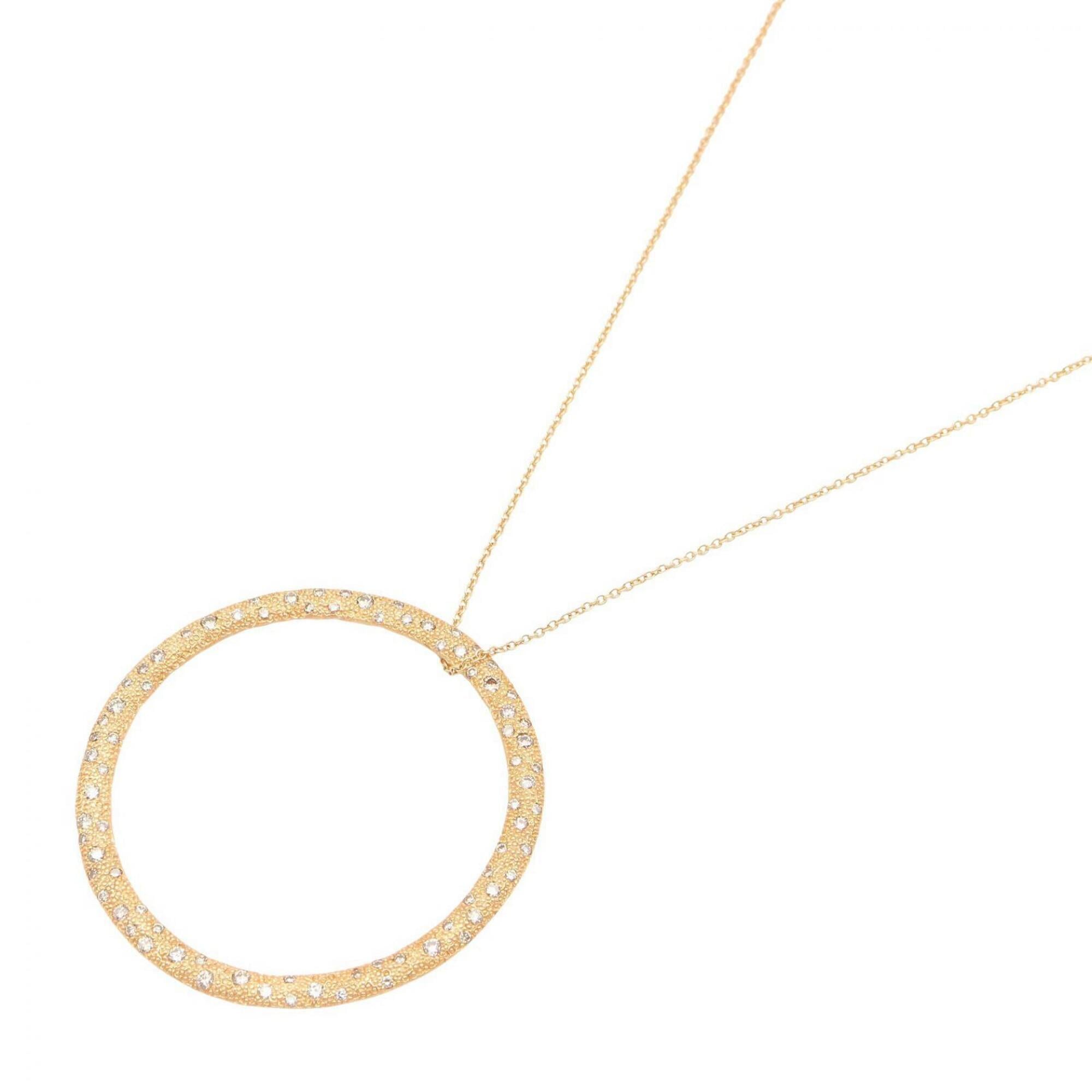 Tiffany & Co. Diamond Hammered Circle Large Necklace, 18K (Yellow Gold), Diamond, Women\'s, Clear/Go