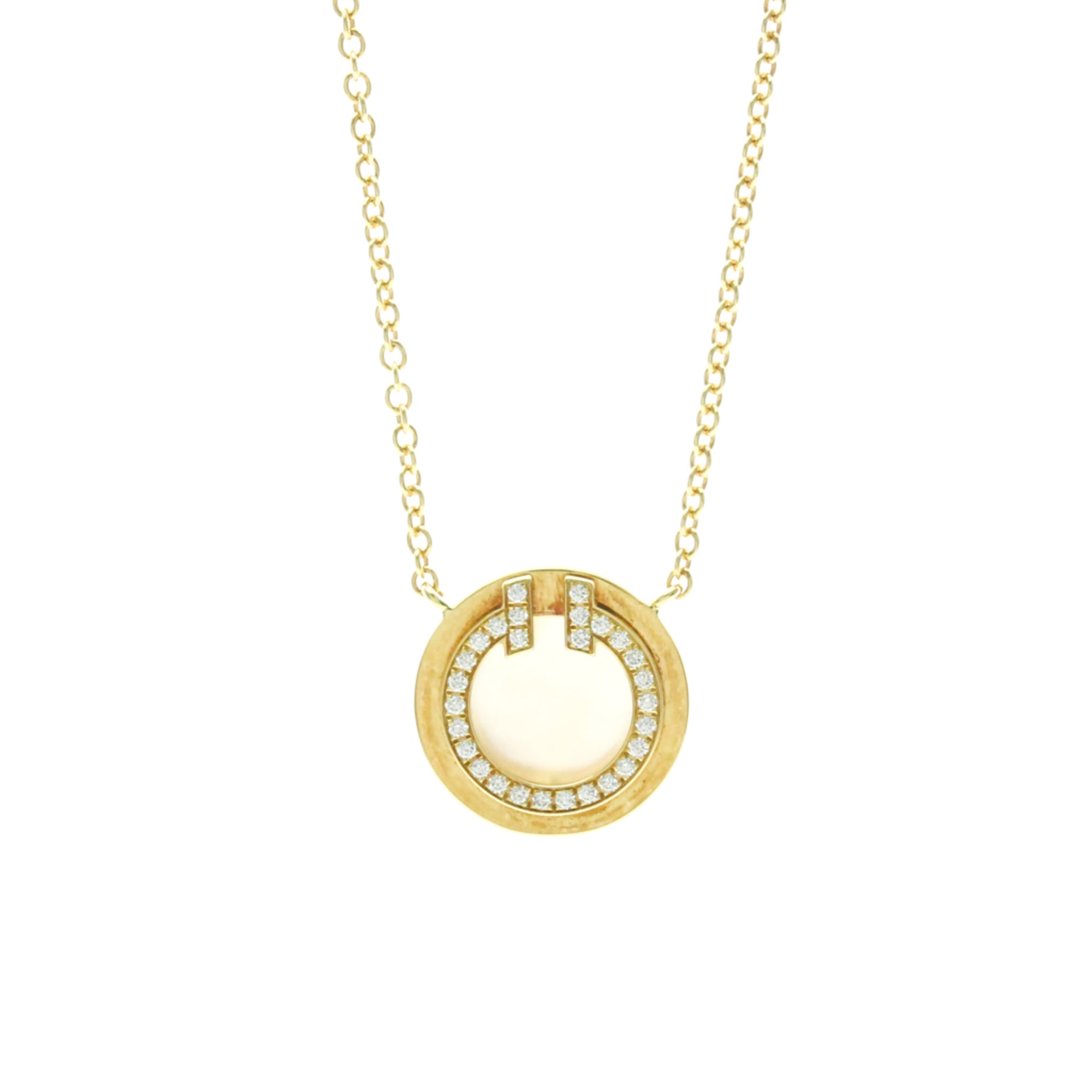 Tiffany TTWO Circle Diamond Necklace Yellow Gold (18K) Diamond Women,Men Fashion Pendant Necklace (G