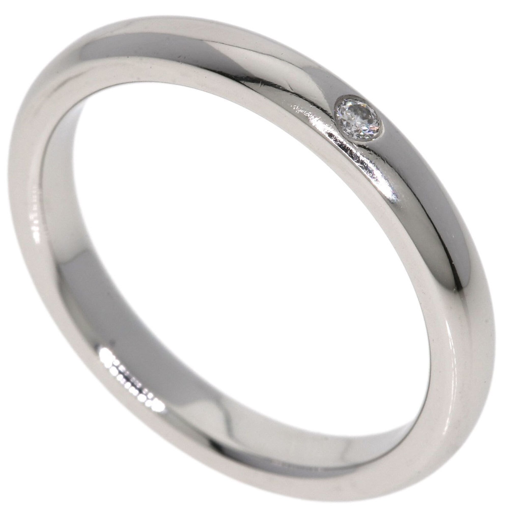 Tiffany & Co. Stacking Band 1P Diamond Ring, Platinum PT950, Women\'s Ring.