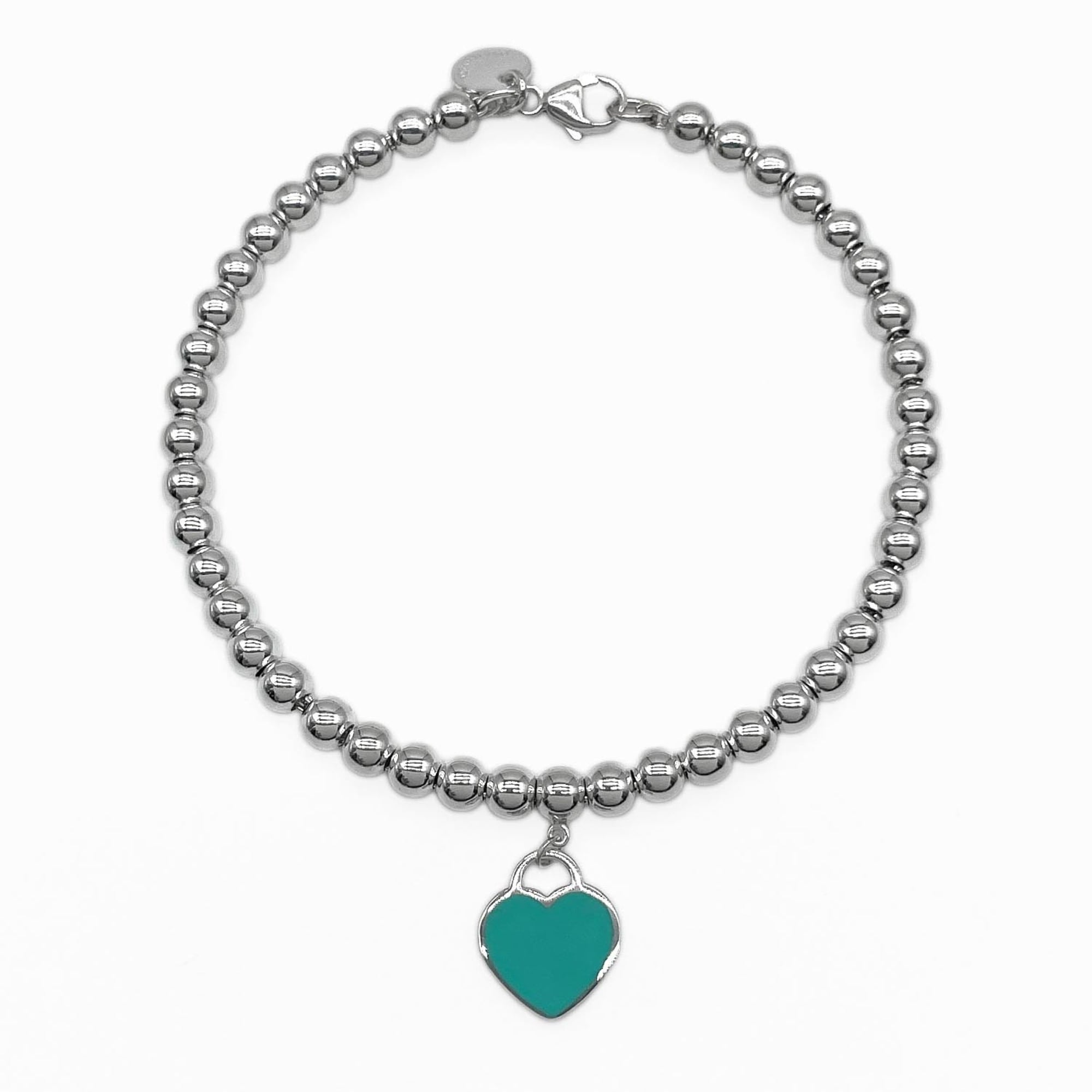 TIFFANY&Co. Tiffany Return to Heart Tag Bead Bracelet Bangle 16cm SV925 Enamel Silver Women\'s