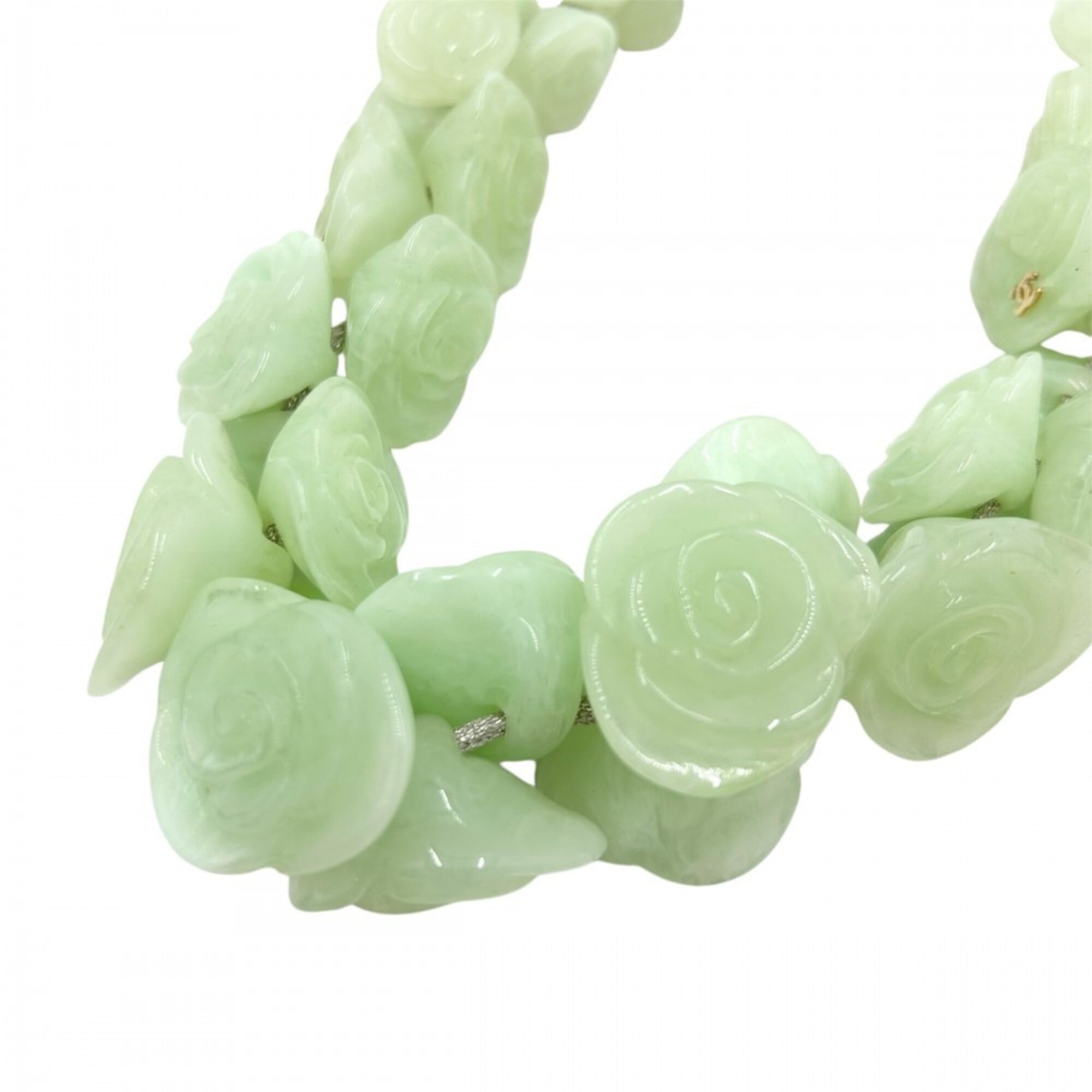 Chanel Necklace for Women, Coco Mark, Camellia Flower Motif, Accessory, CHANEL 02P, Green, Approx. 1