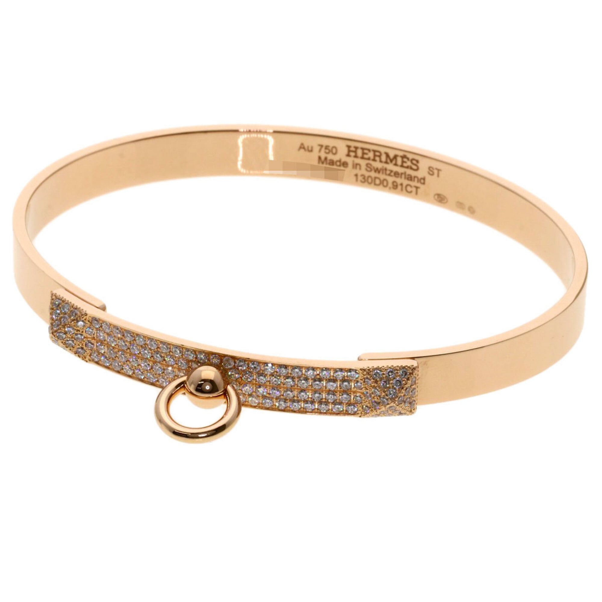 Hermes Collier de Chien Diamond ST Bracelet 18K Pink Gold Women\'s HERMES