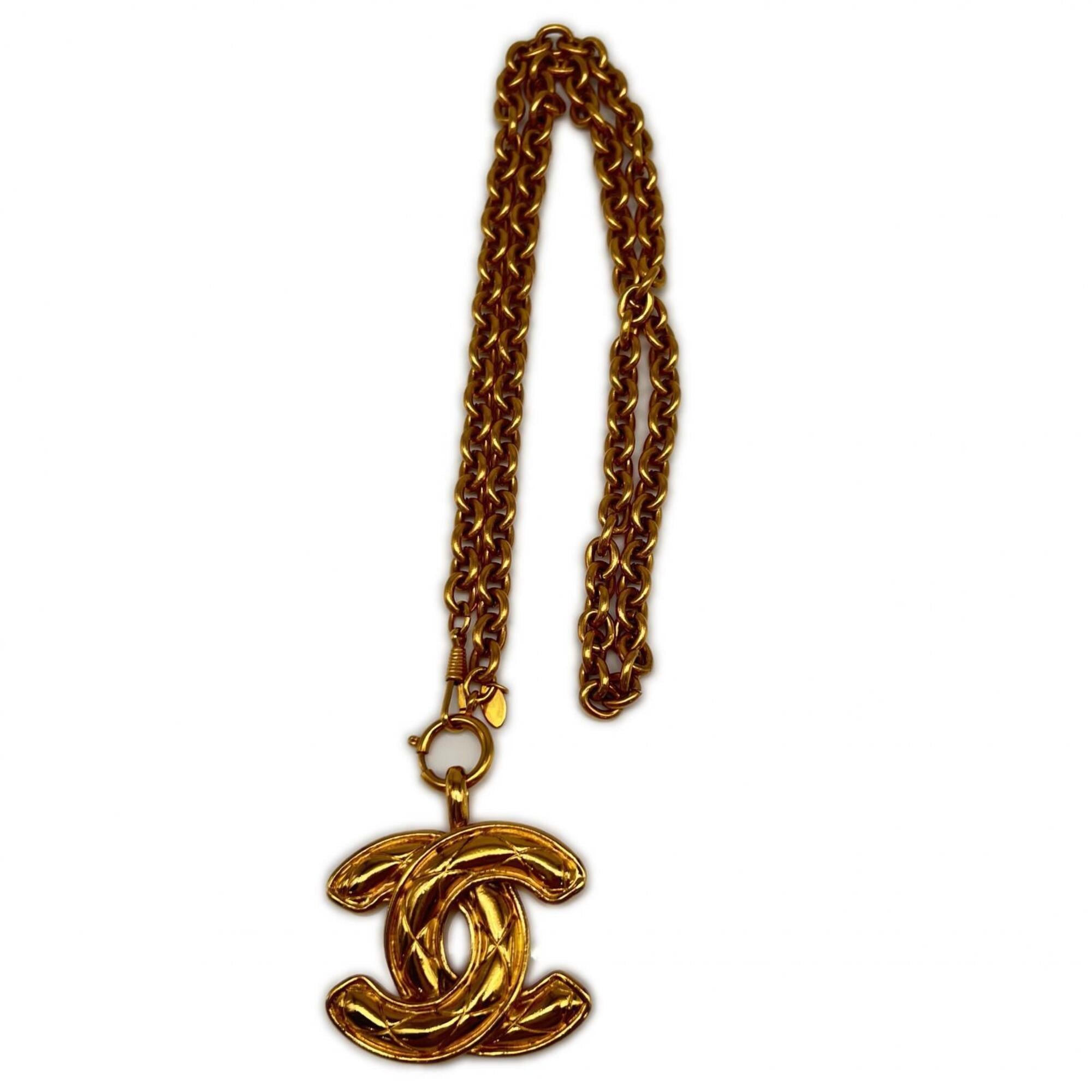 CHANEL Coco Mark MatelassŽ Pendant Chain Necklace GP - Gold Women\'s