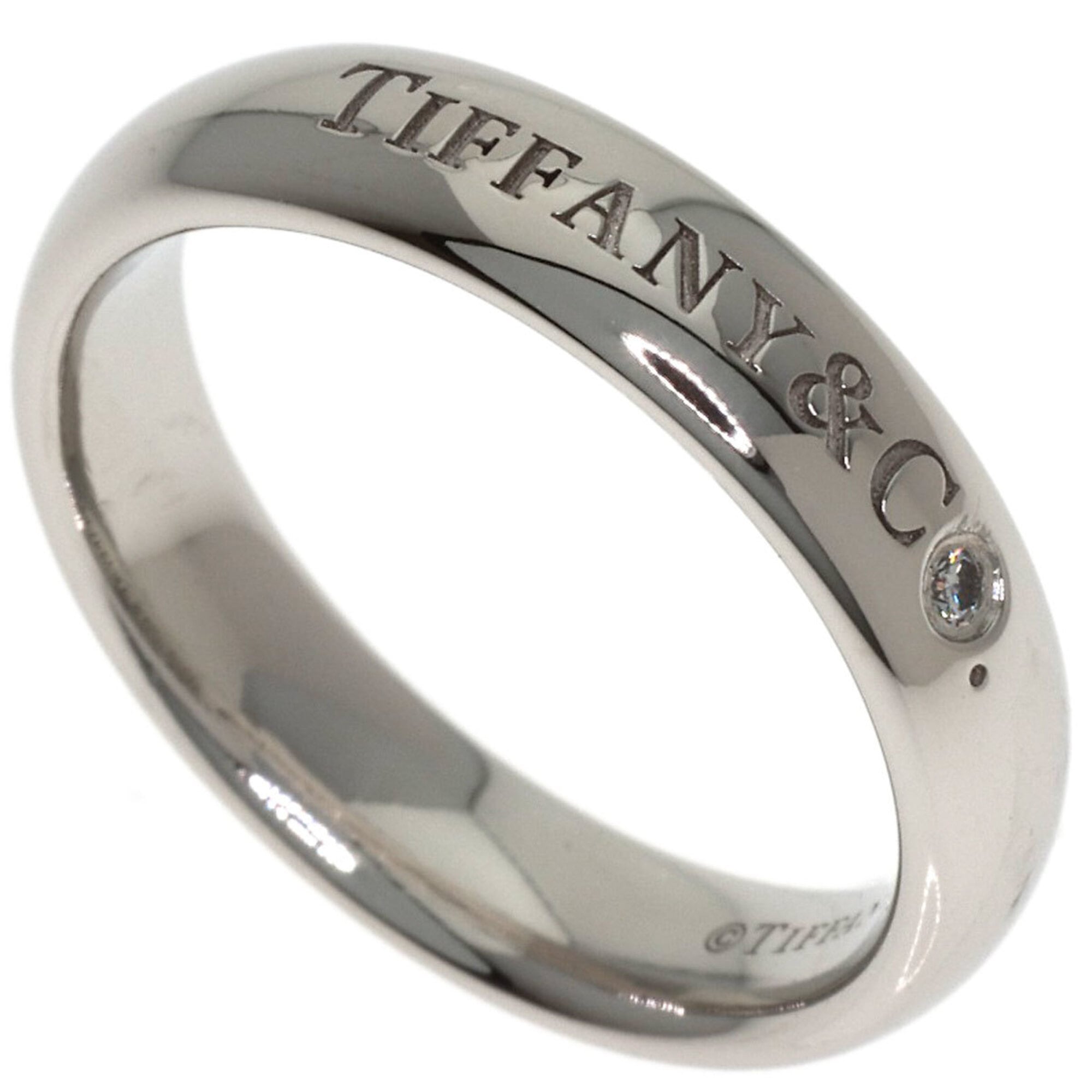 Tiffany & Co. Band Ring, 1P Diamond Platinum PT950, Women\'s Ring.
