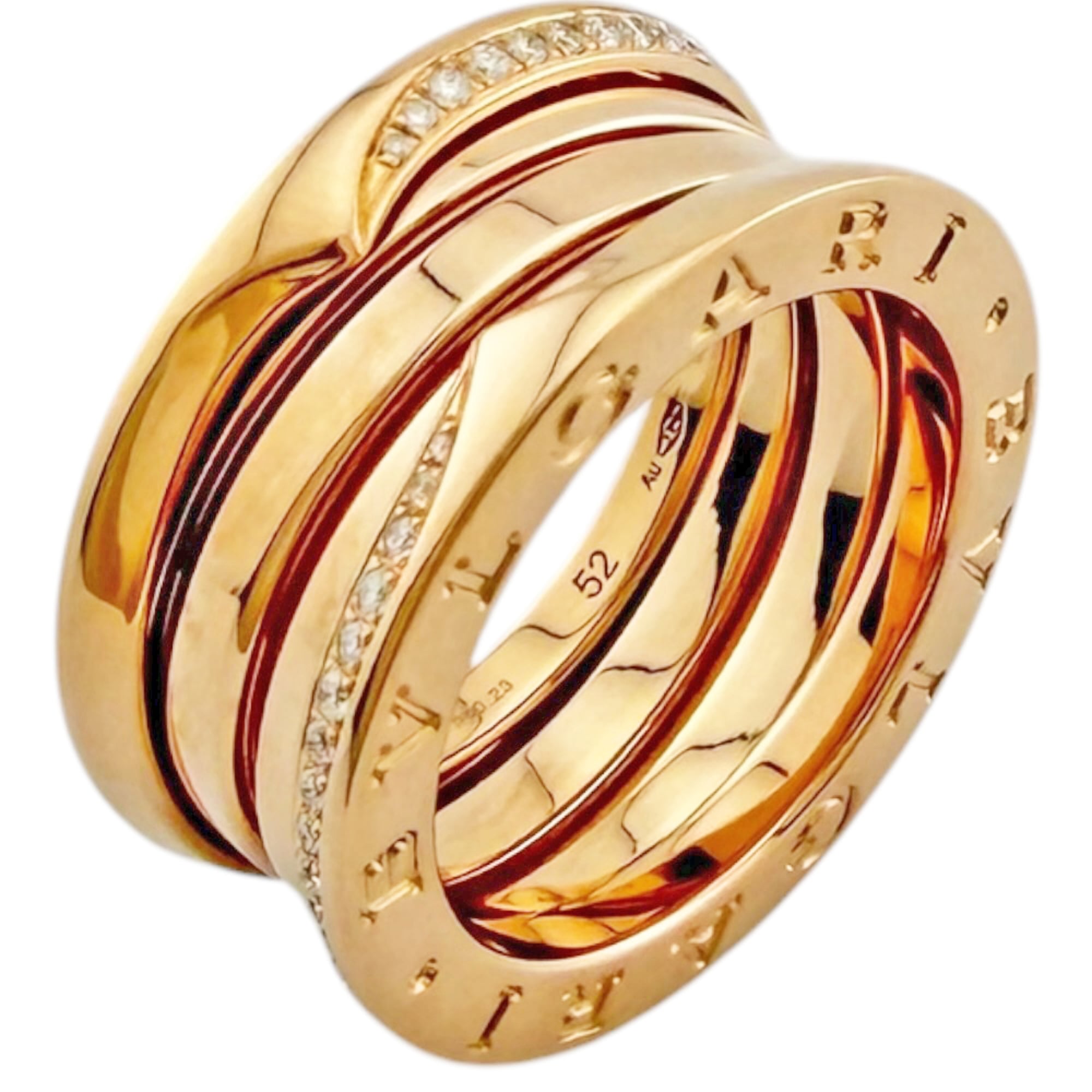 Bulgari BZ3 Demi Pave Ring, 1, 18K Pink Gold, Diamond, Women\'s, BVLGARI