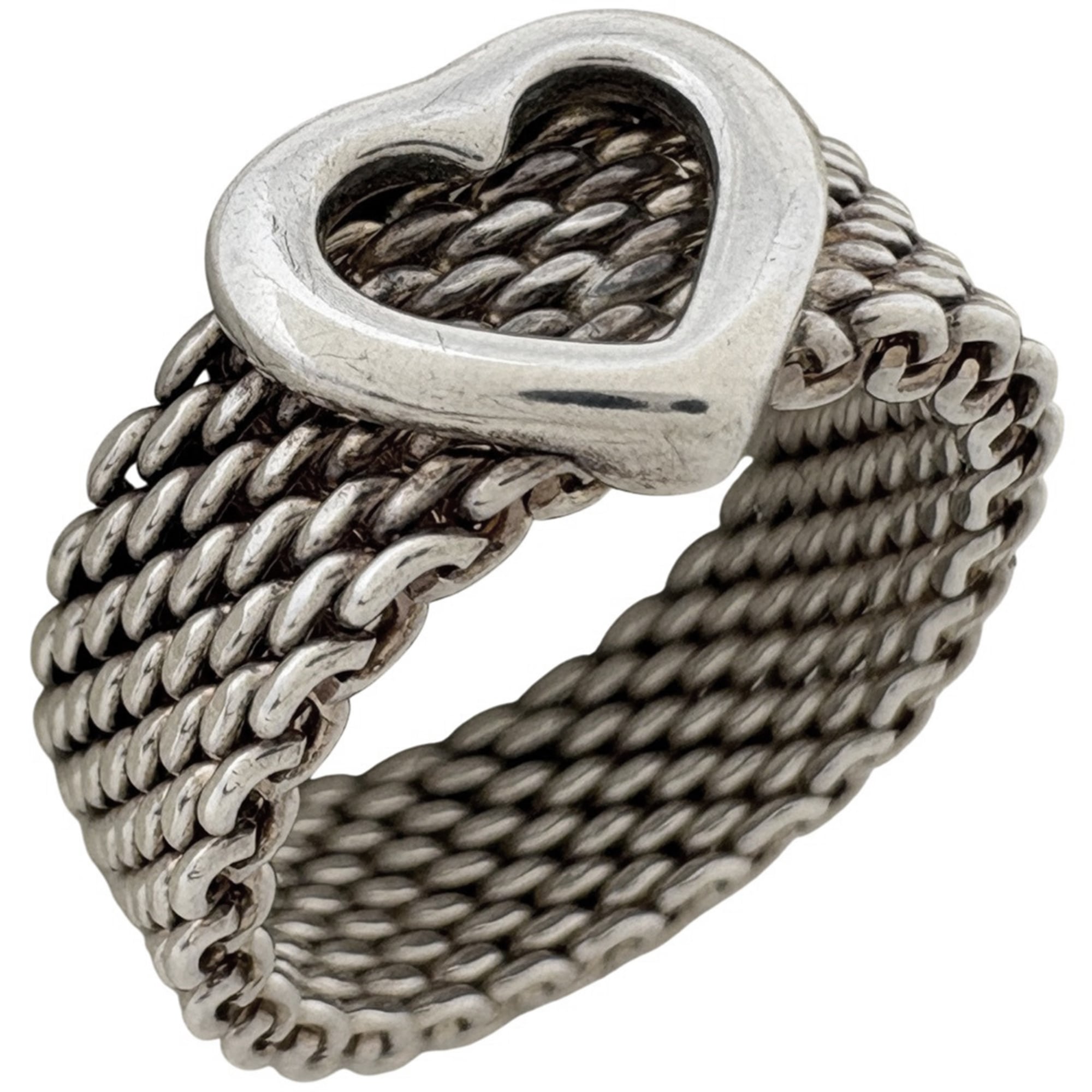 Tiffany & Co. Somerset Mesh Heart Ring, Sterling Silver 925, Women\'s Ring