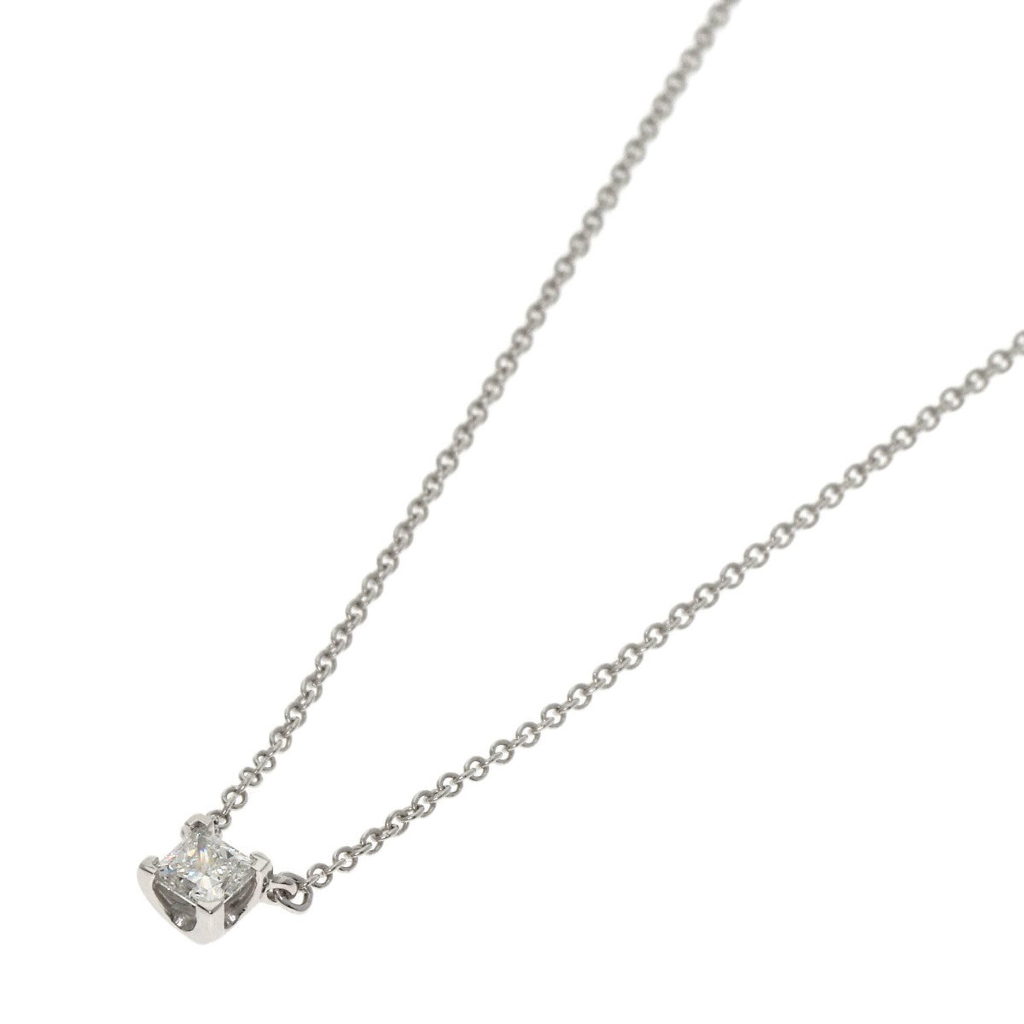 Tiffany Square Solitaire Diamond Necklace in Platinum PT950 for Women. TIFFANY & Co.