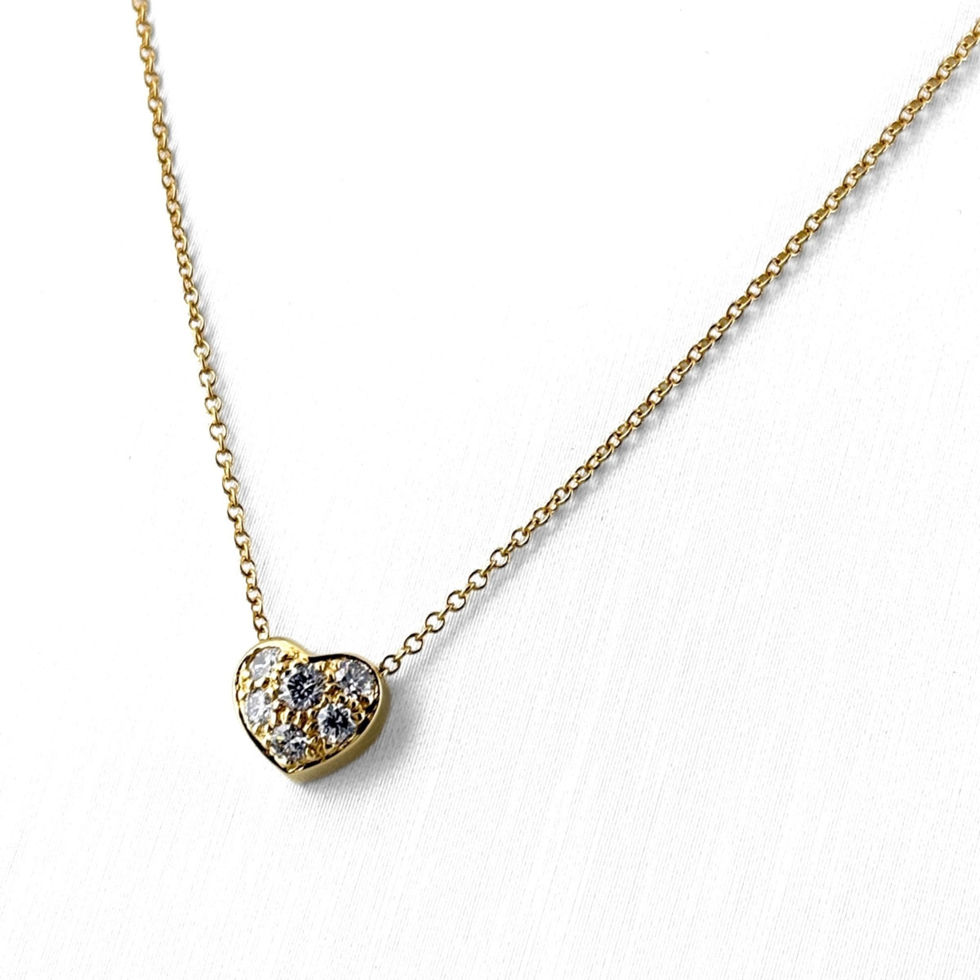 Tiffany & Co. Friendship Necklace, Yellow Gold (YG), Diamond Heart Pendant 750 Diamond, Women\'s.