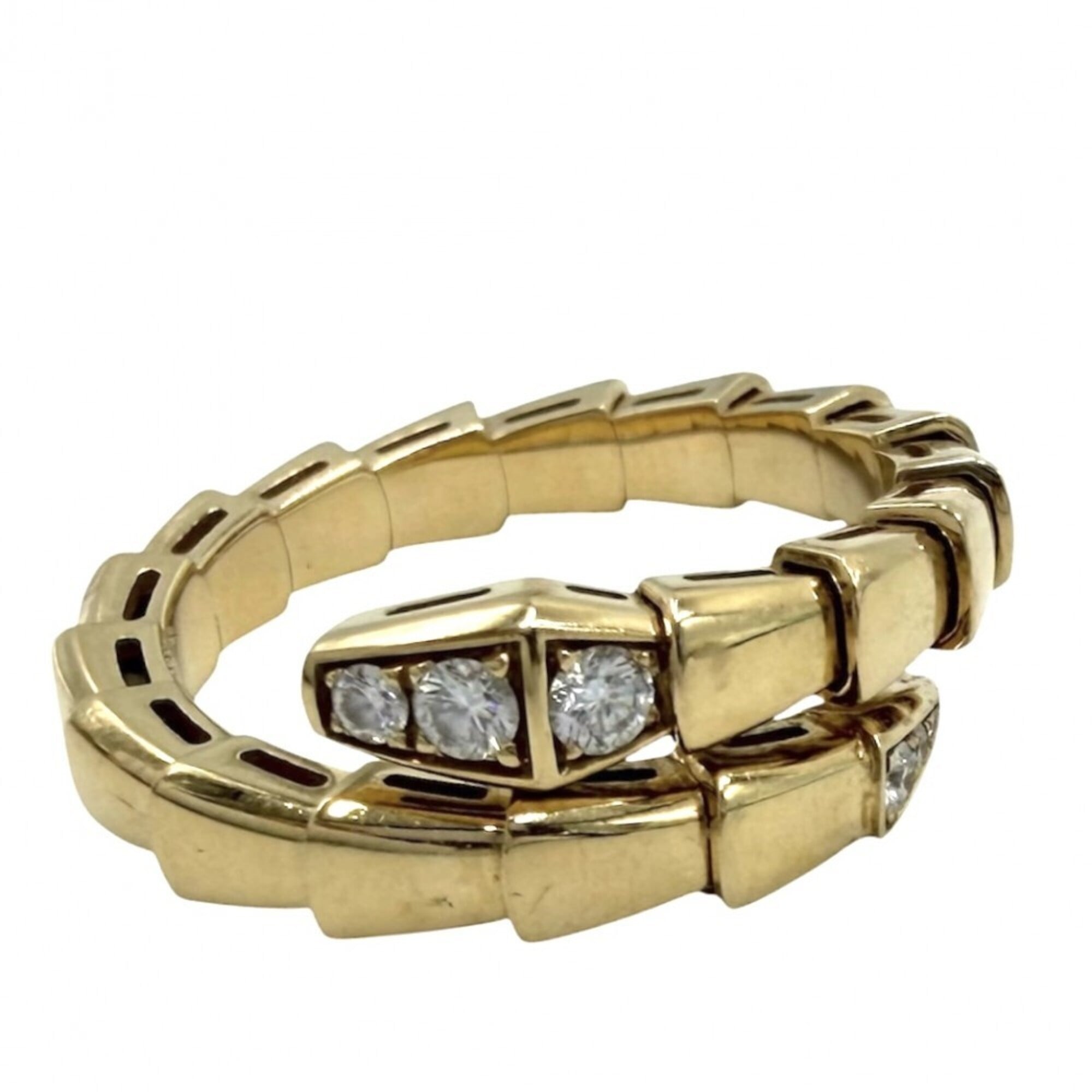 Bvlgari Bulgari Serpenti Viper Ring for Women, Au750 18K Yellow Gold, 0.14ct Diamond, Approx. 7.5g