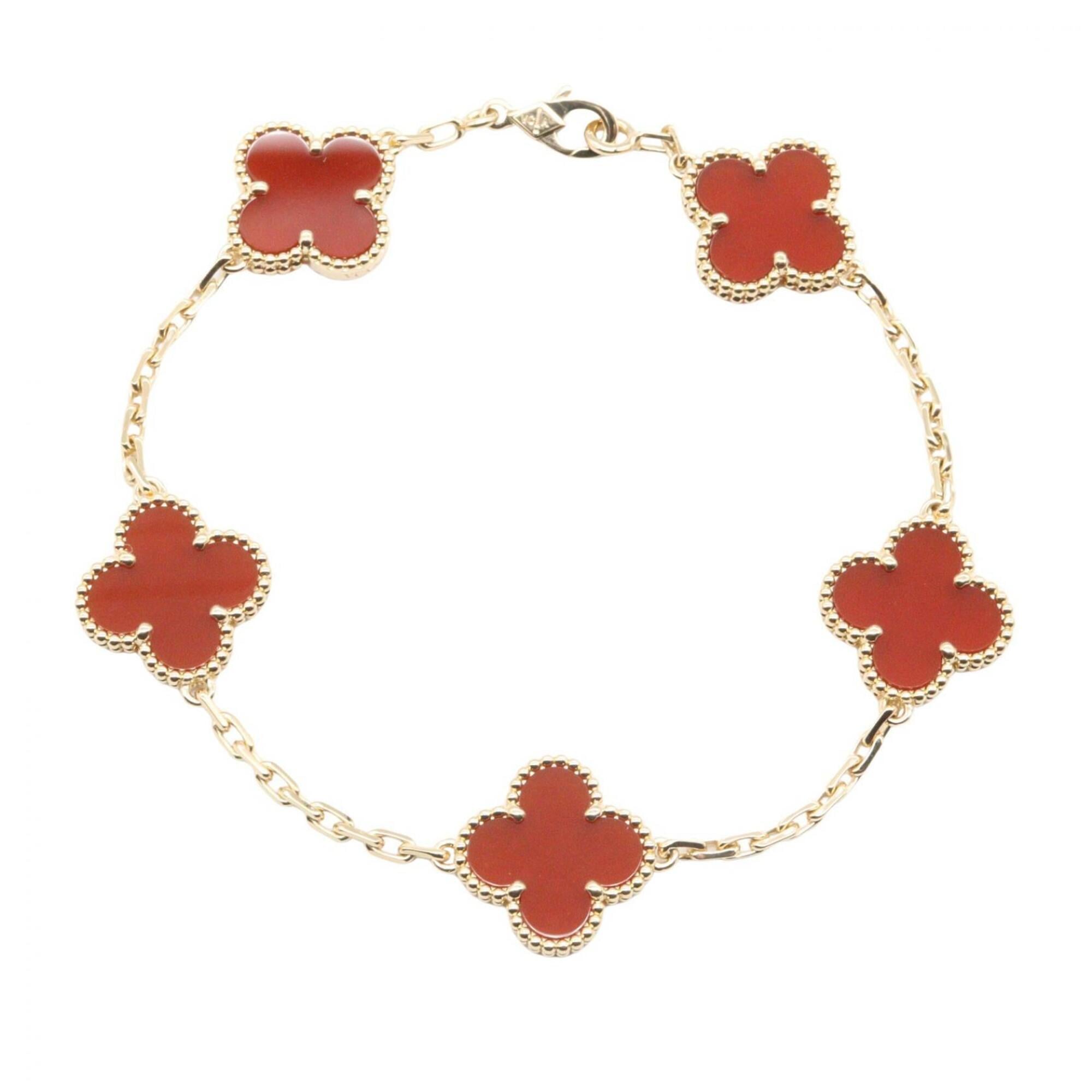 Van Cleef & Arpels Vintage Alhambra Carnelian Bracelet - 18K (Yellow Gold) Women\'s Gold/Red Tones