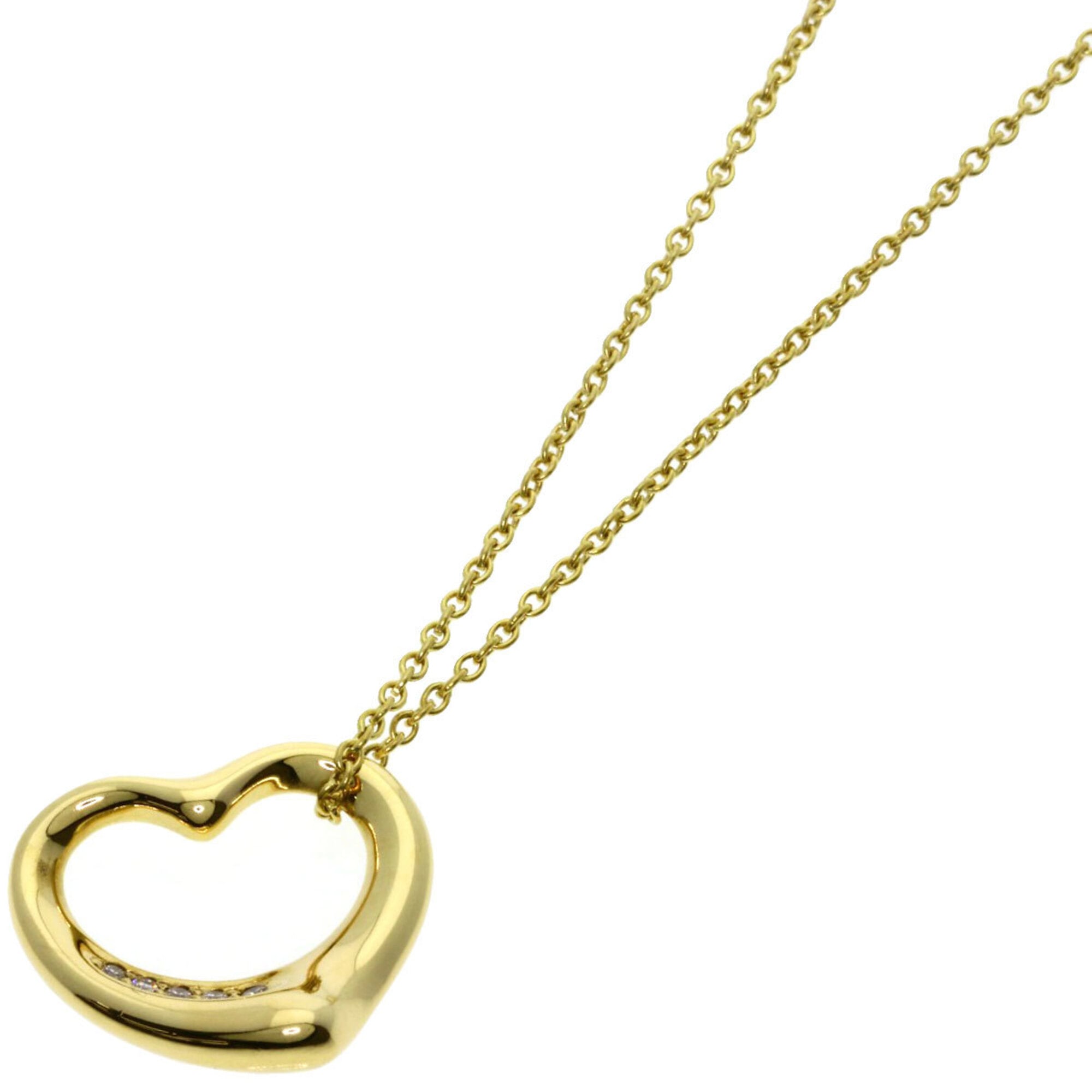 Tiffany & Co. Open Heart 5-Diamond Necklace, 18K Yellow Gold, Women\'s.