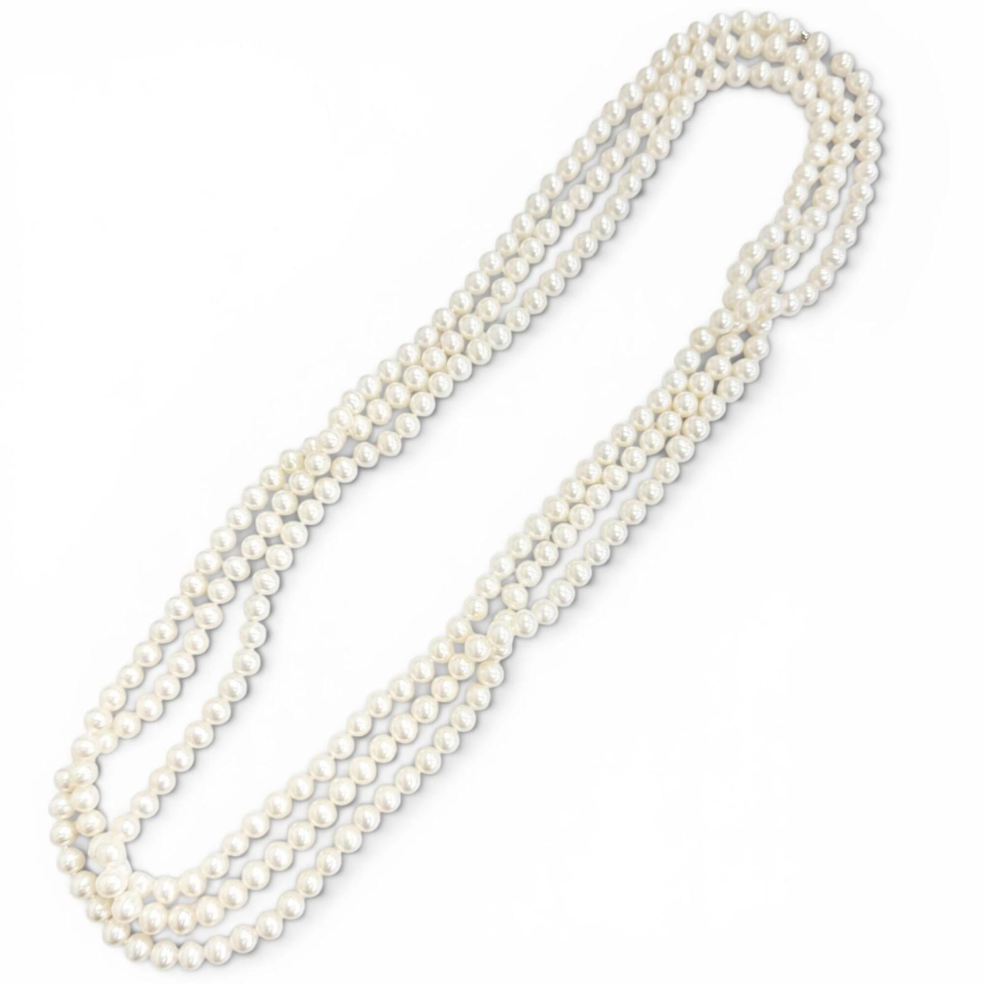 TIFFANY&Co. Tiffany Freshwater Pearl 925 Long Necklace, White, Weight 151.55g, Women\'s, Highly Reco