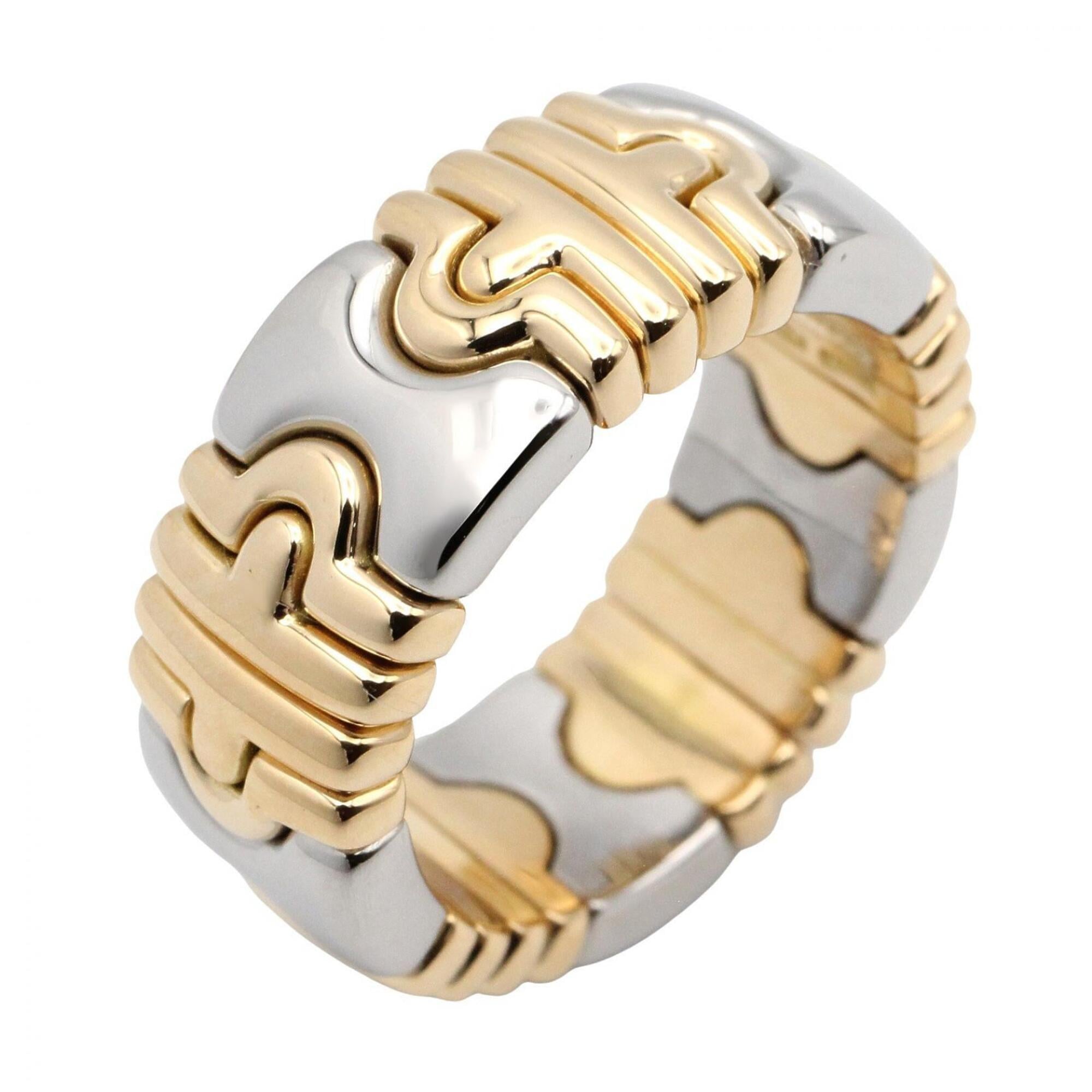 BVLGARI Parentesi Ring - 18K (Yellow Gold) Stainless Steel Men\'s & Women\'s Gold Tone Silver