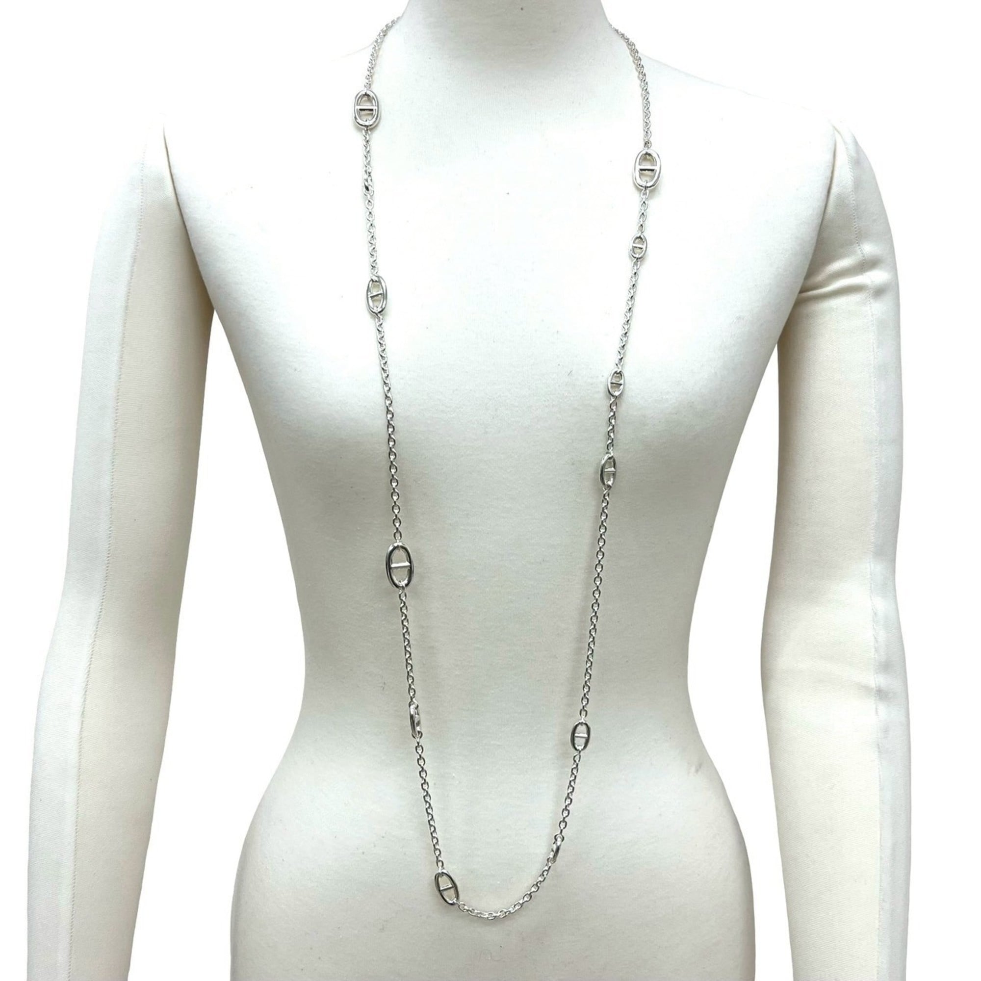 HERMES Chaine d\'Ancre Farandole Necklace in 925 Sterling Silver with Chain, 95127