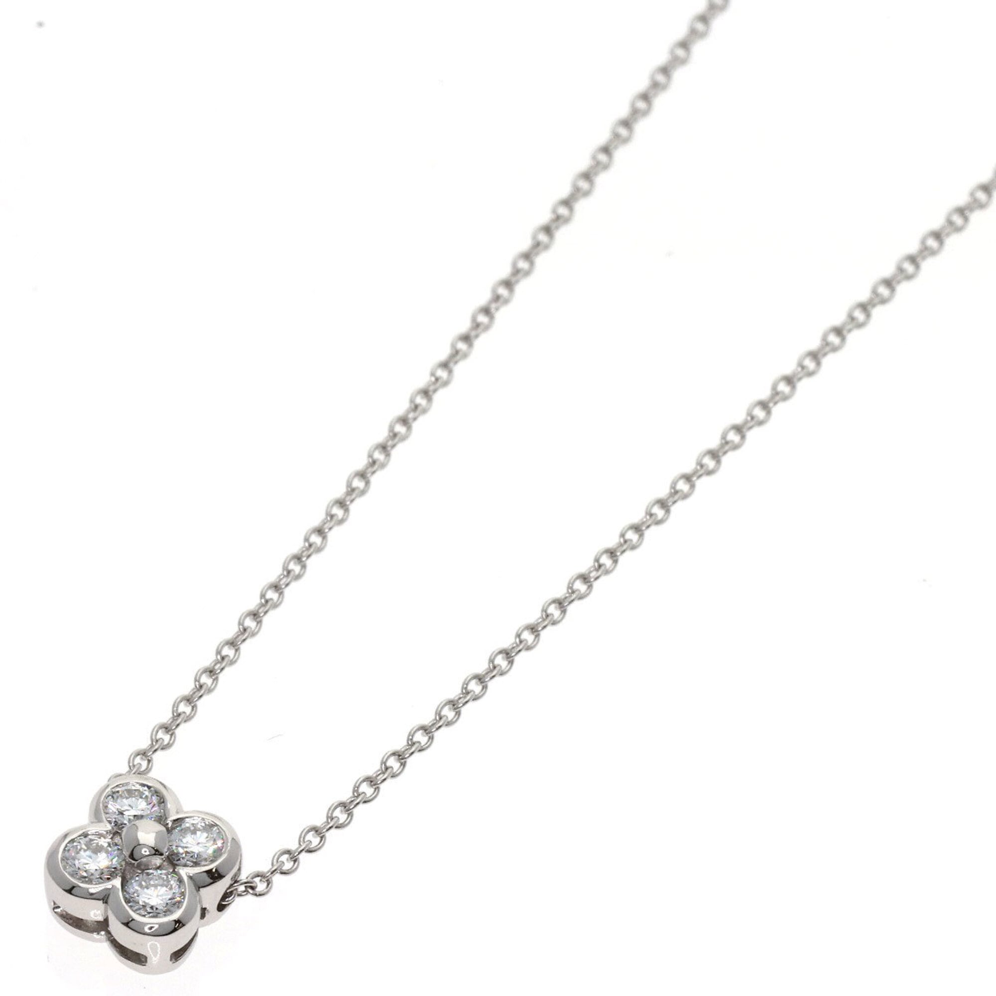 Tiffany & Co. Bezel-set 4-diamond necklace, platinum PT950, women\'s.