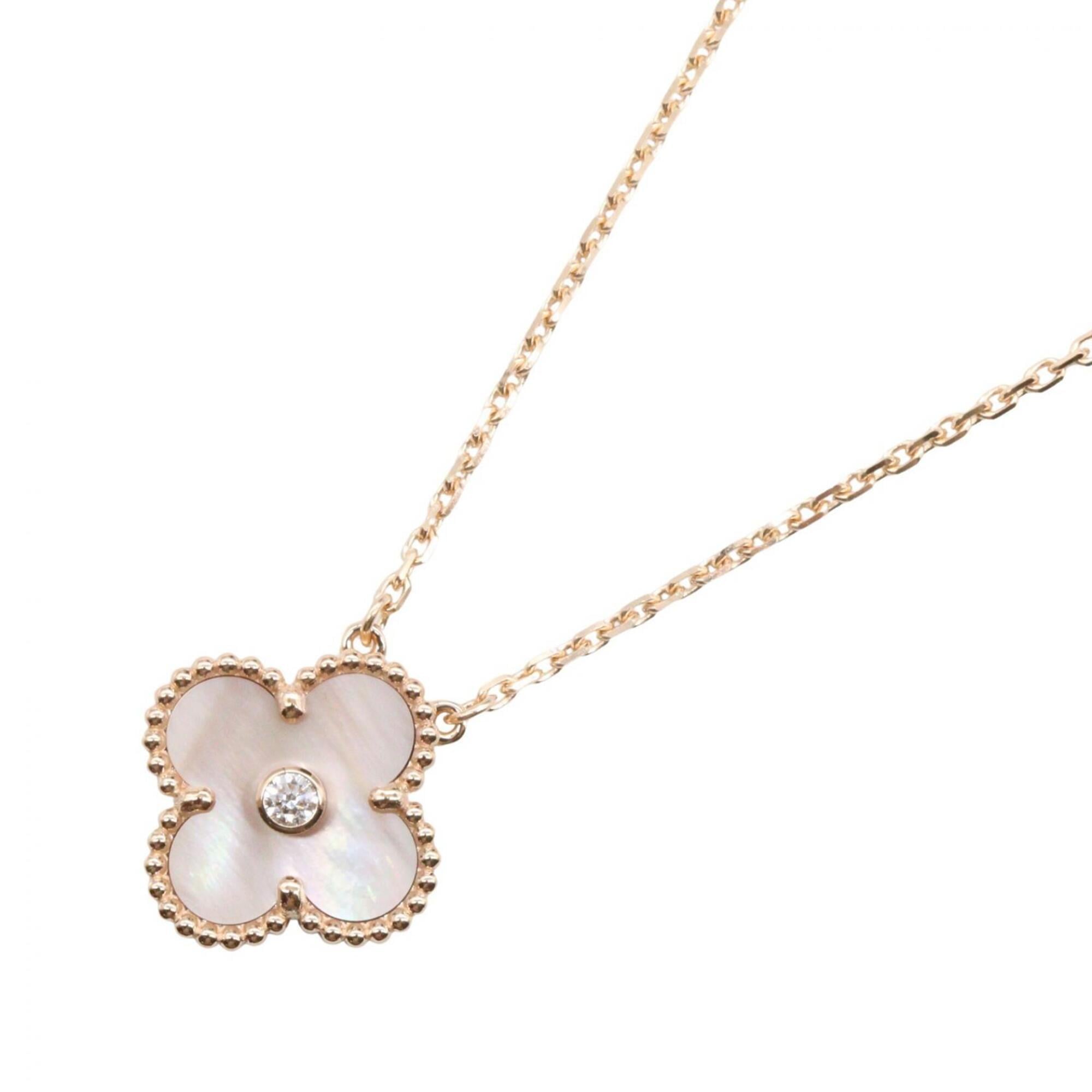 Van Cleef & Arpels Vintage Alhambra 1PD Necklace Jewelry 18KPG (Pink Gold) Diamond Mother-of-Pearl W