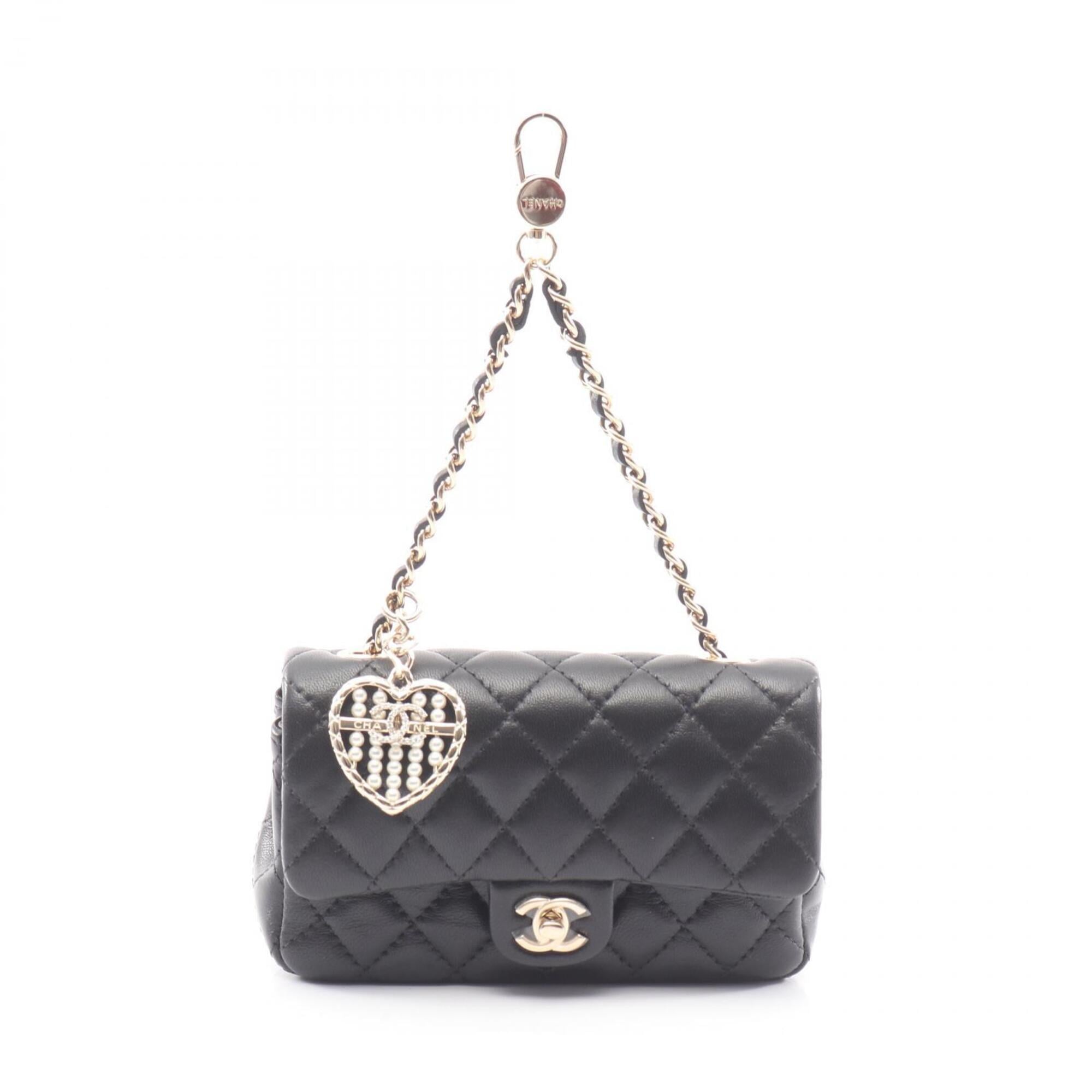 Chanel MatelassŽ Classic Charm Accessory, Lambskin Leather, Women\'s, Black