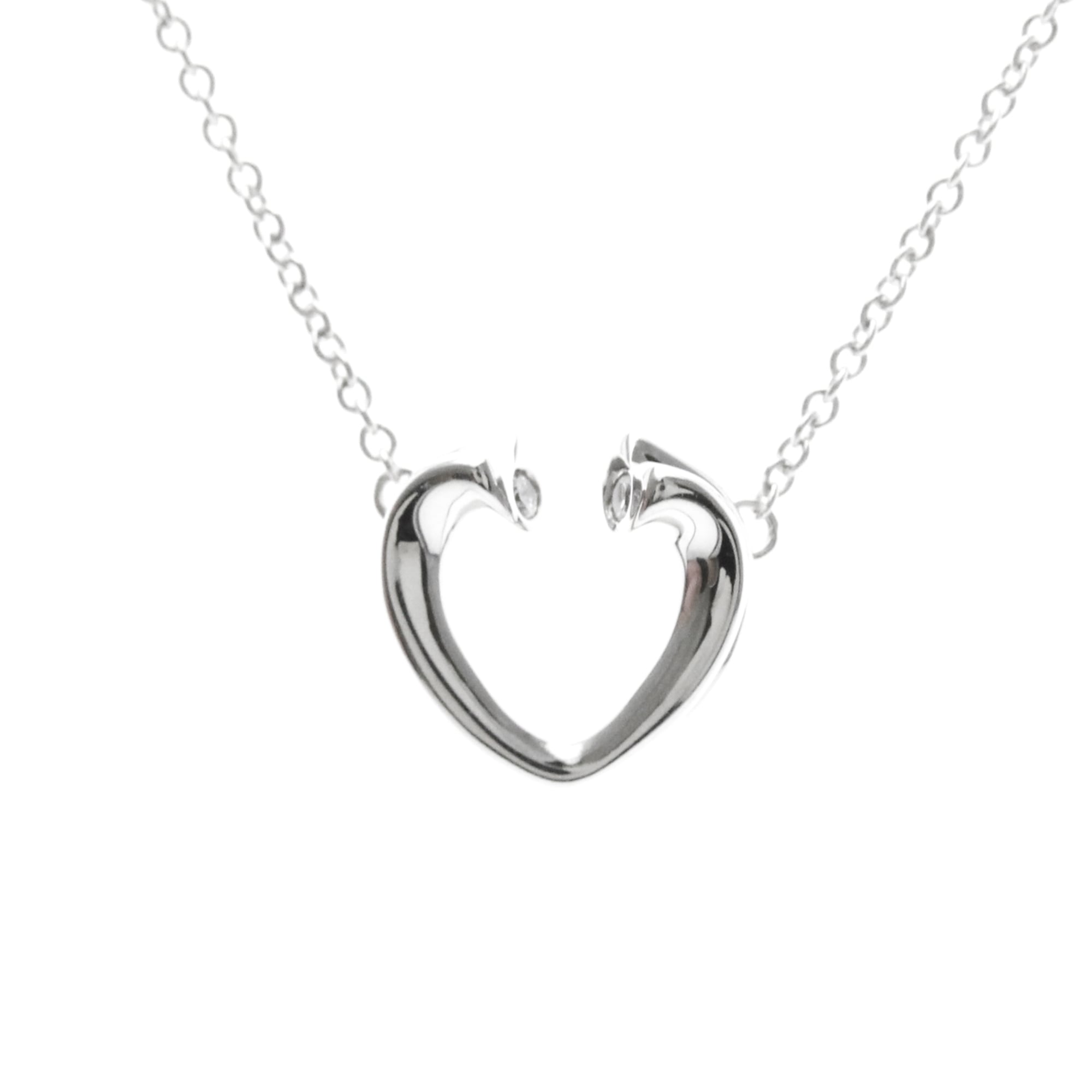 Tiffany Tenderness Heart Necklace With 2 Diamonds White Gold (18K) Diamond Women,Men Fashion Necklac