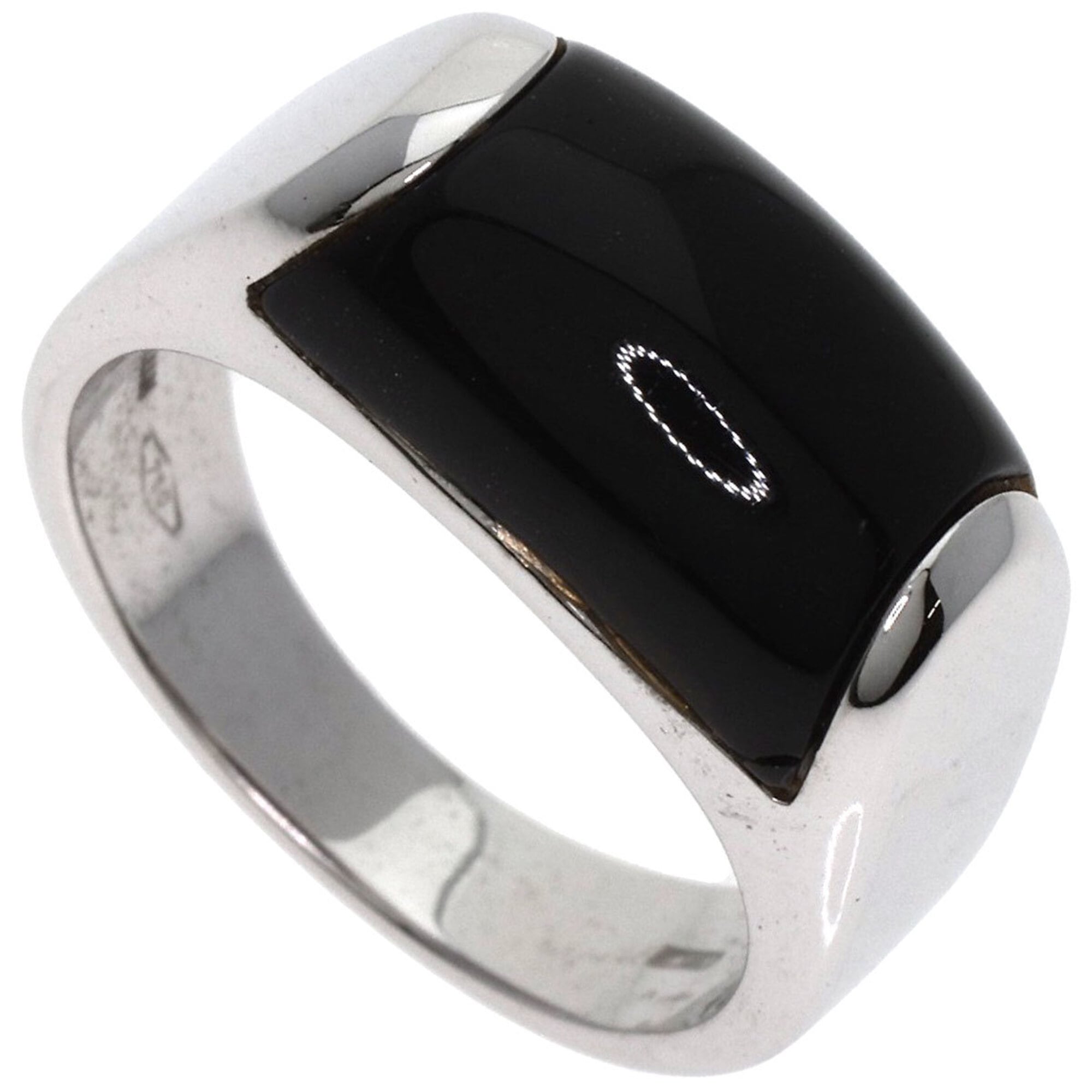BVLGARI Tronchetto Onyx Ring 18K White Gold Women\'s