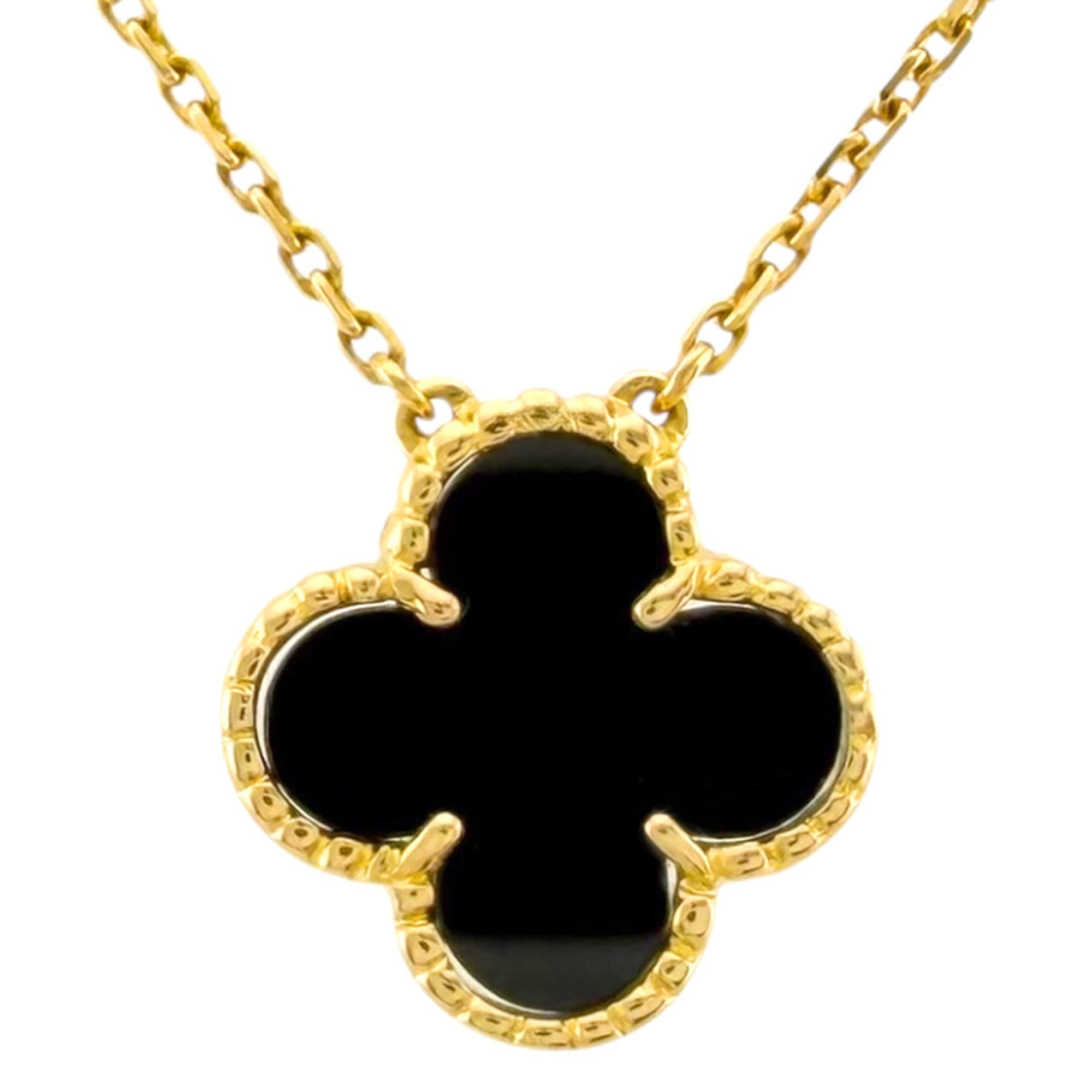 Van Cleef & Arpels Vintage Enhambra Necklace, 18K Yellow Gold, Onyx, Women\'s.