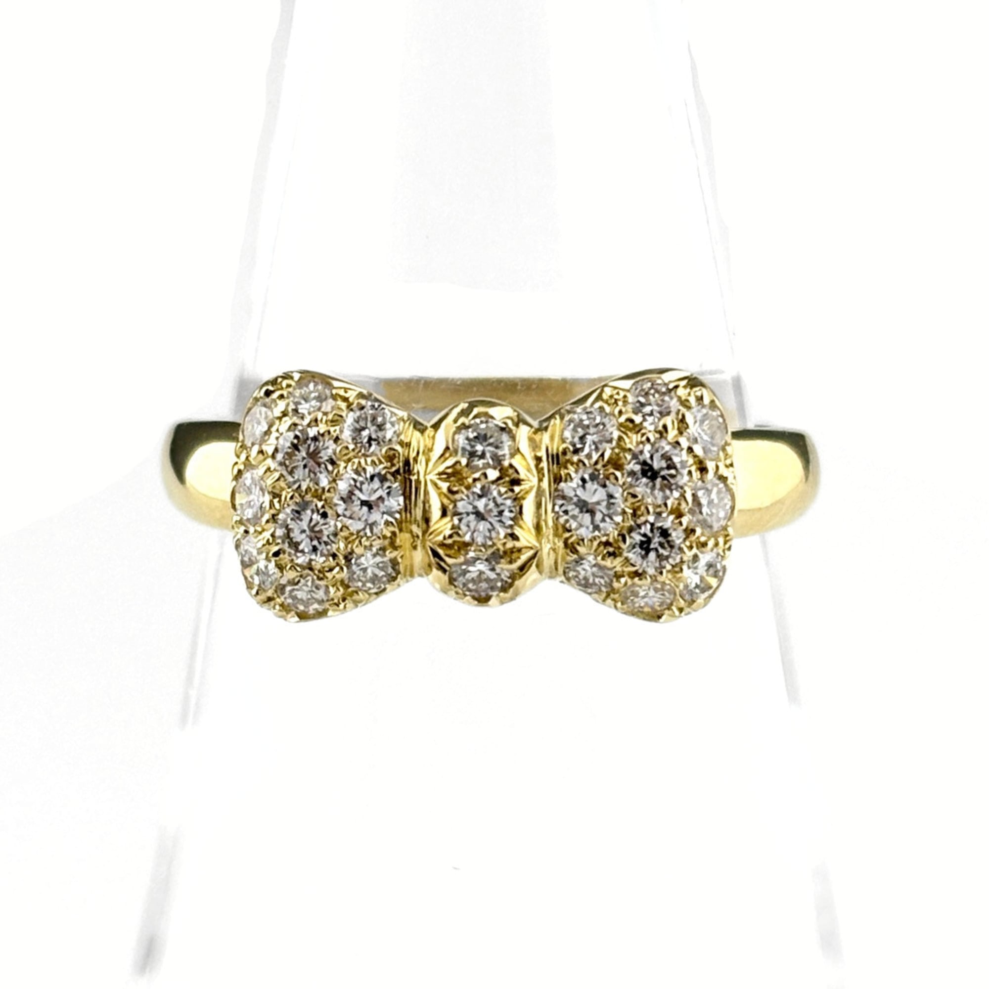 Van Cleef & Arpels Ribbon Motif Ring, Yellow Gold (YG), 750 18K, with Small Diamonds, for Women