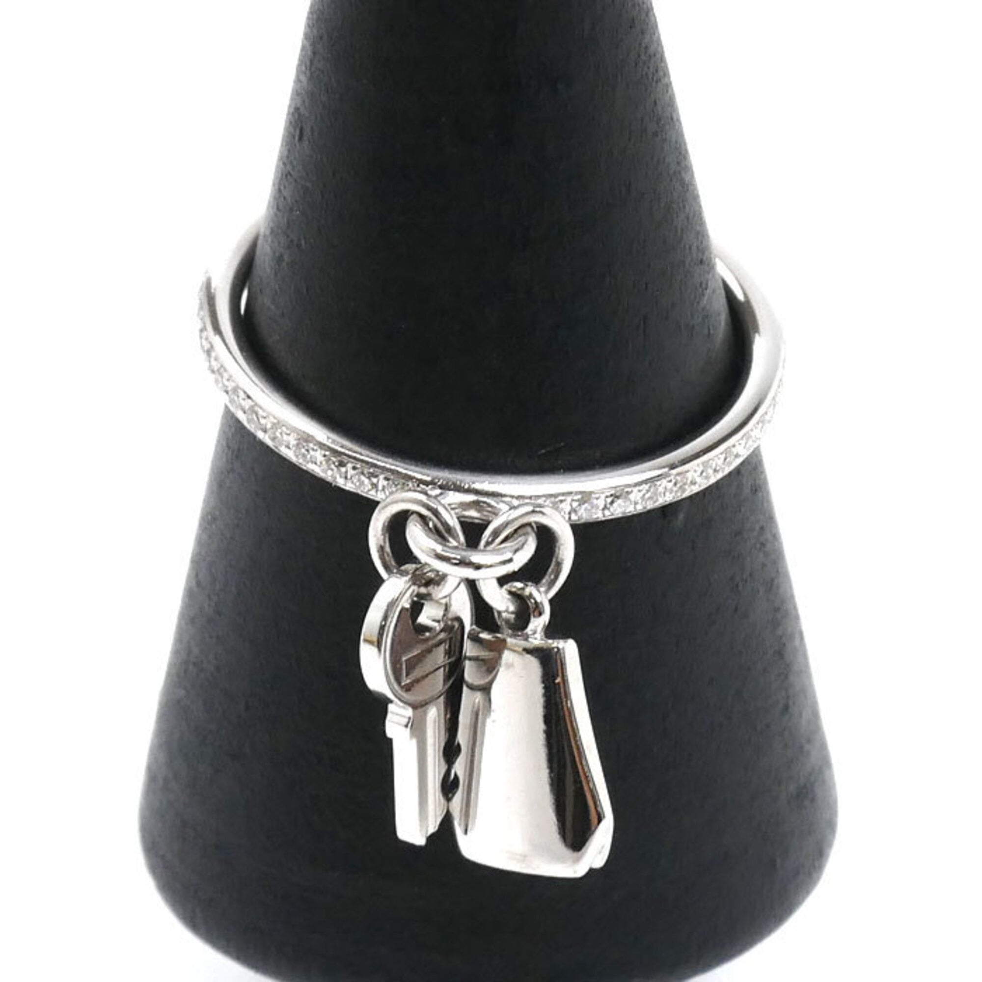 HERMES Kelly Clochette PM Ring in 18K White Gold (H221616B 00052), Diamond, Size 52, Weight 3.3g, Wo