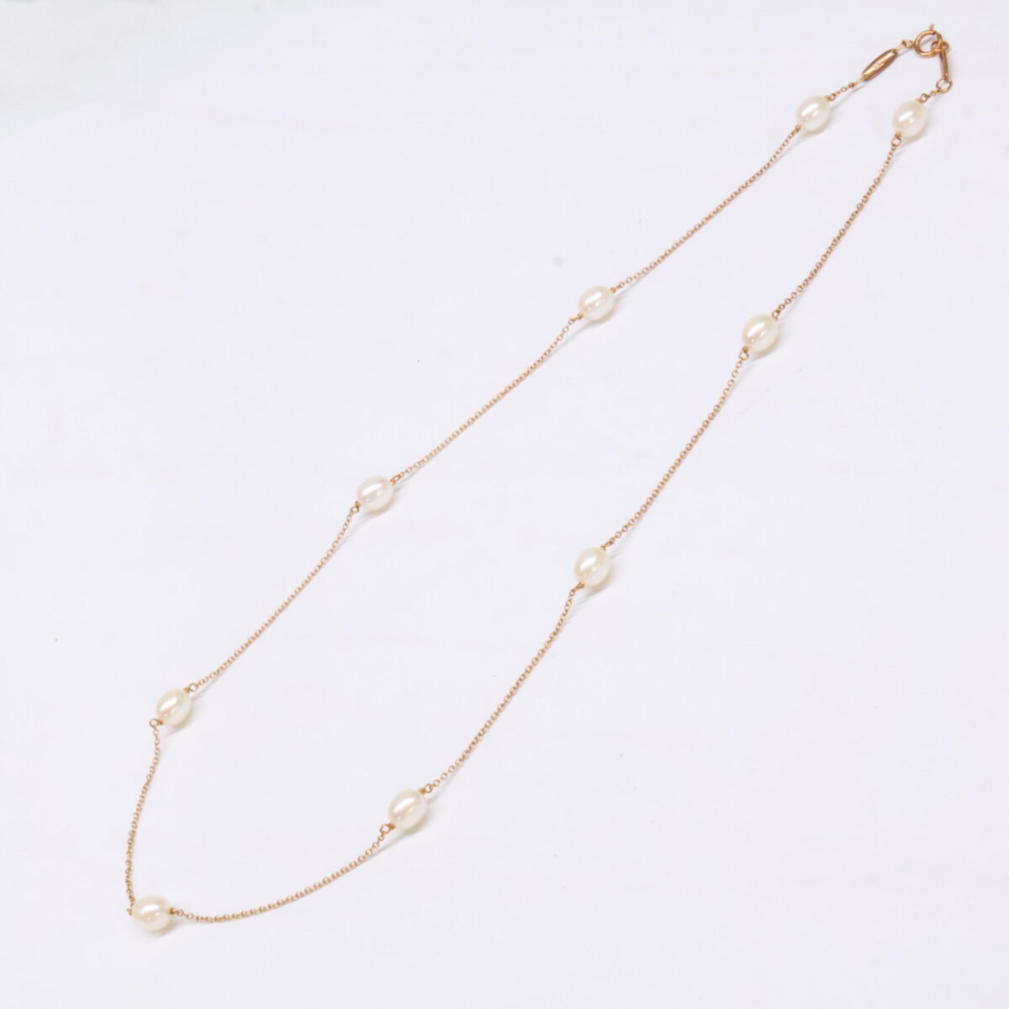 TIFFANY&Co. Tiffany & Co. 750YG Elsa Peretti 9P Pearl By the Yard Necklace, Yellow Gold, Women\'s