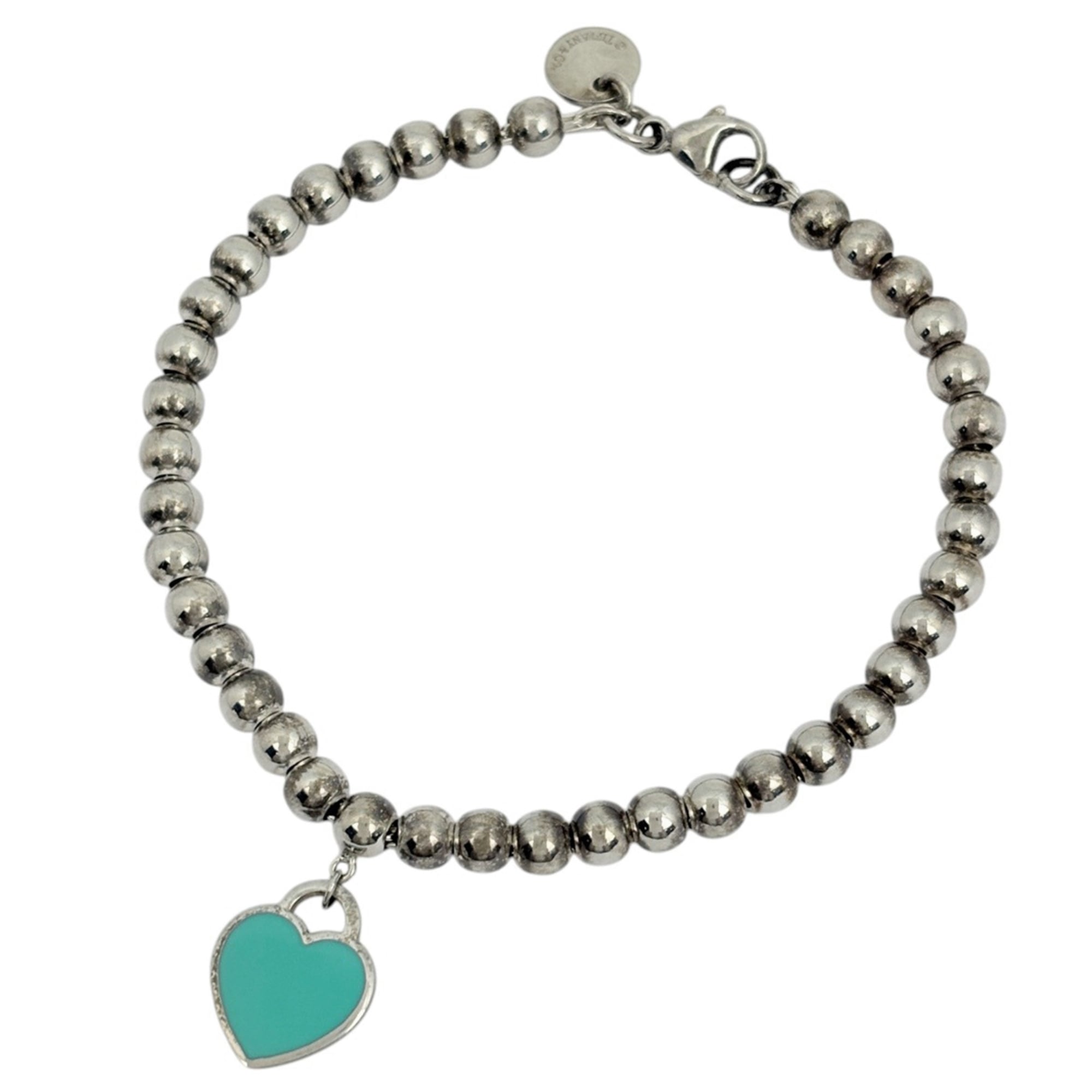 Tiffany & Co. Return to Mini Heart Bracelet with Ball Chain, Sterling Silver 925, Women\'s.