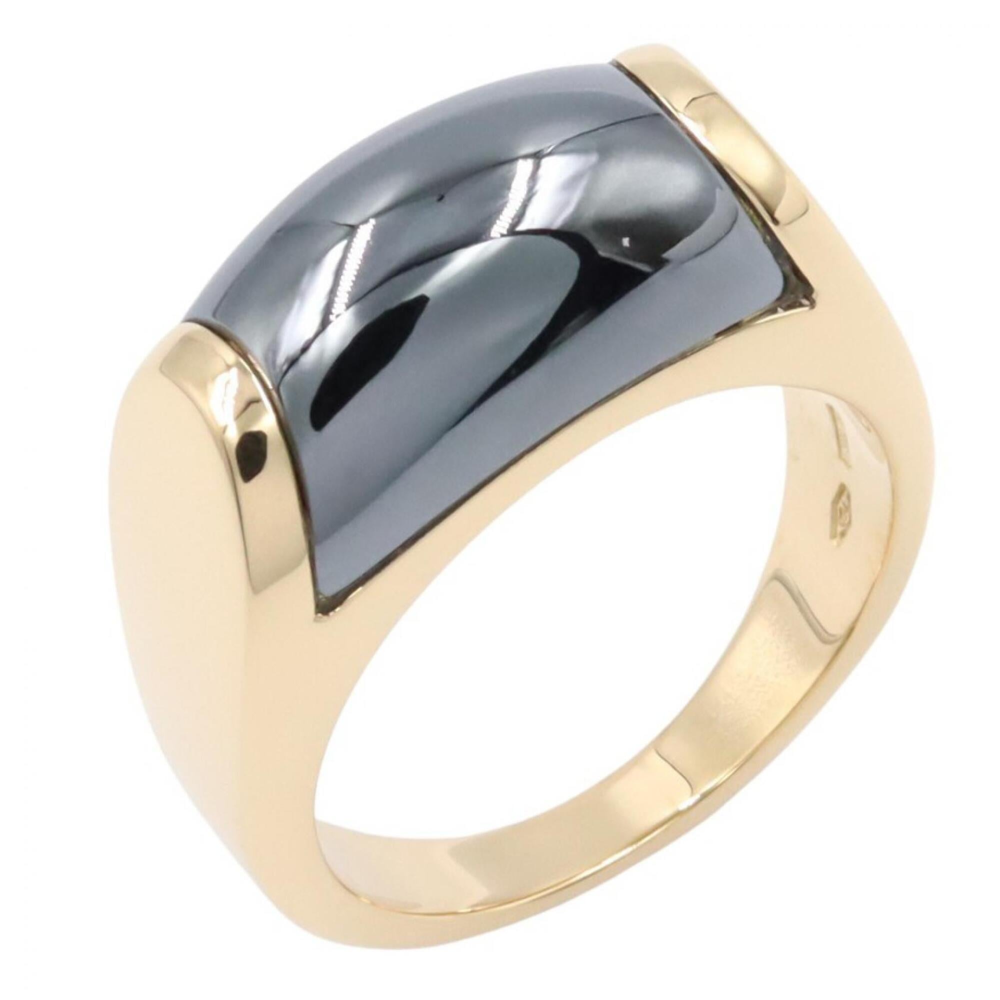BVLGARI Tronchetto Hematite Ring - 18K (Yellow Gold) Women\'s Gold/Navy Tone