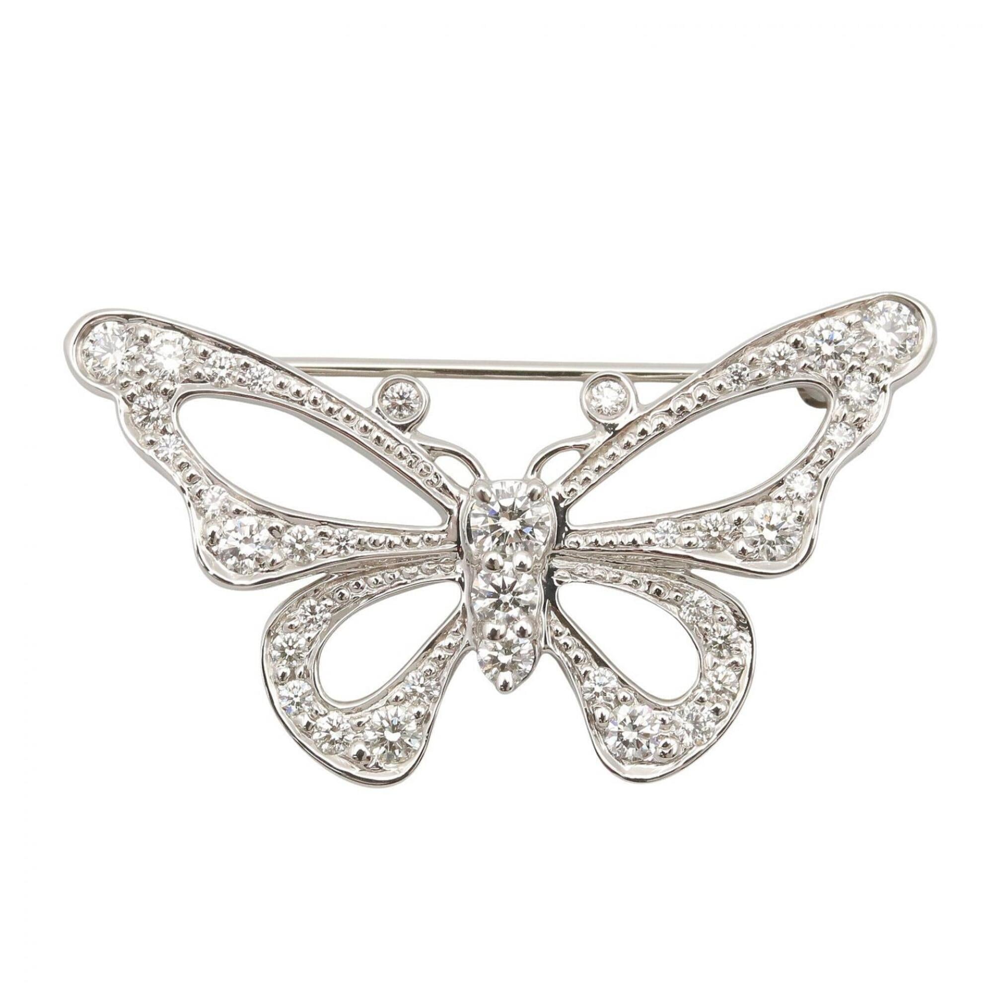 Tiffany & Co. Butterfly Brooch, Diamond Accessory, Pt950 Platinum, Diamond, Women\'s, Clear/Silver T