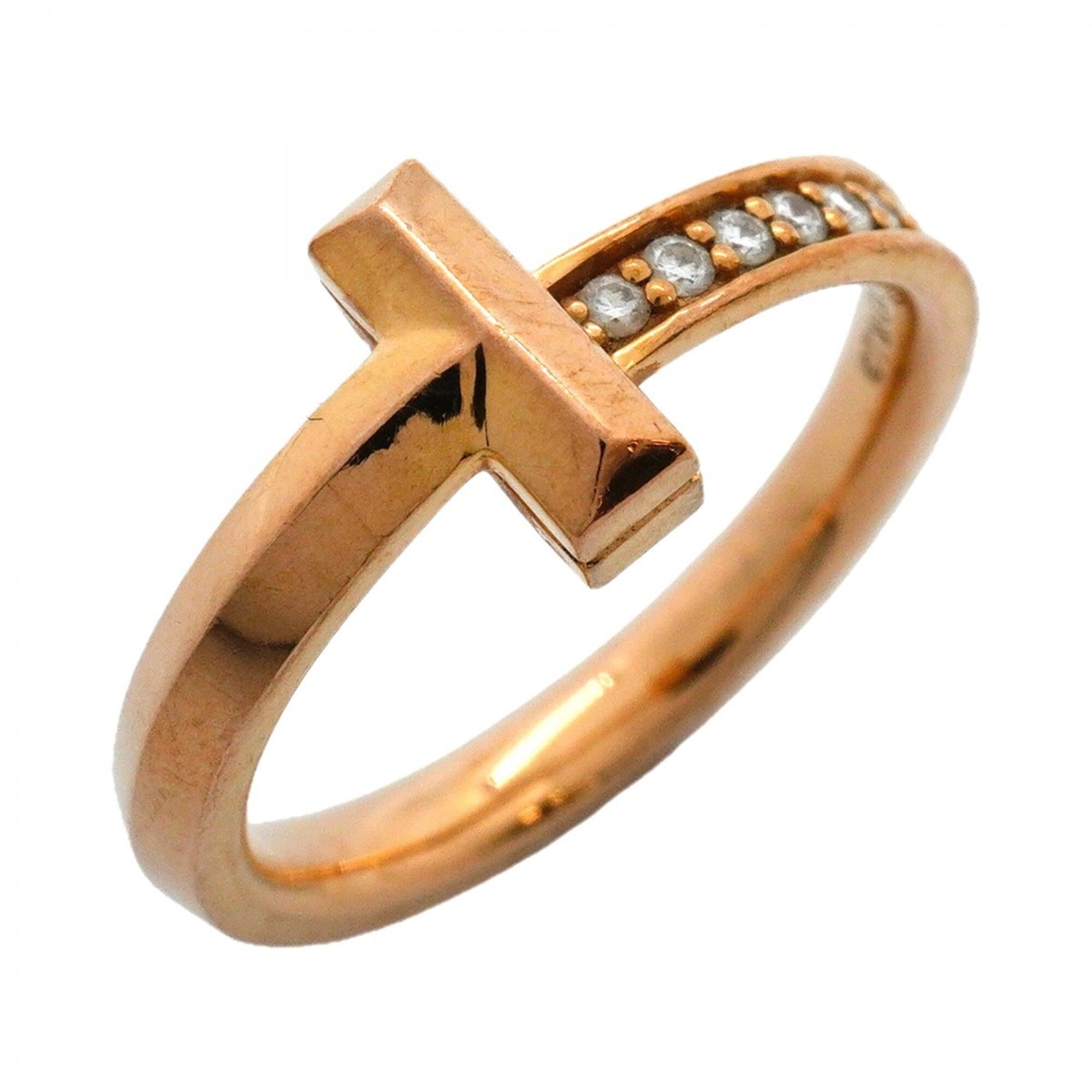 Tiffany & Co. T One Ring, 18K Pink Gold, Diamond, Size 8.5, Women\'s, P3133388