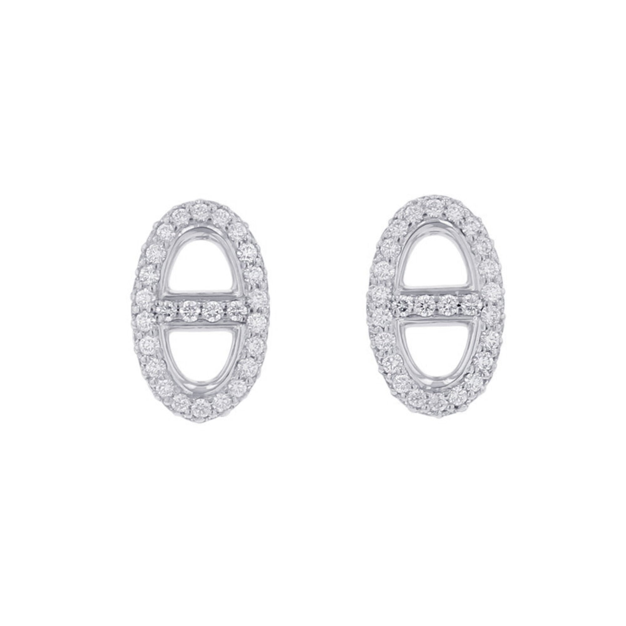 Hermes Chaine d\'Ancre Farandole Earrings, 96 Diamonds (0.9ct total), 18K White Gold.