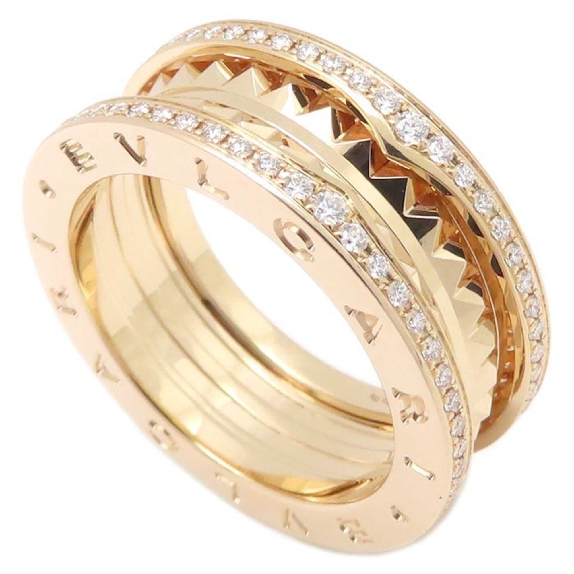 BVLGARI B.zero1 Rock Ring, 2-band, Diamond, Size #57, 360246, 18K Pink Gold, Women\'s, 360246 295534